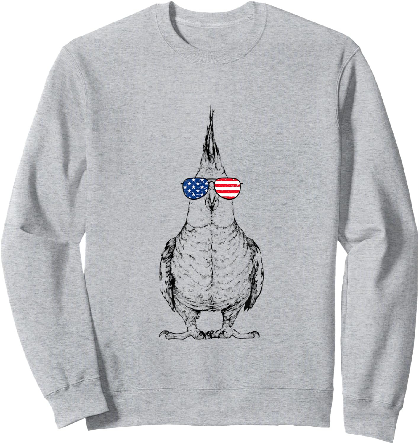 4th of July Cockatiel Bird Patriotic USA Sunglasses American Sweatshirt - Sweatshirt | Ash