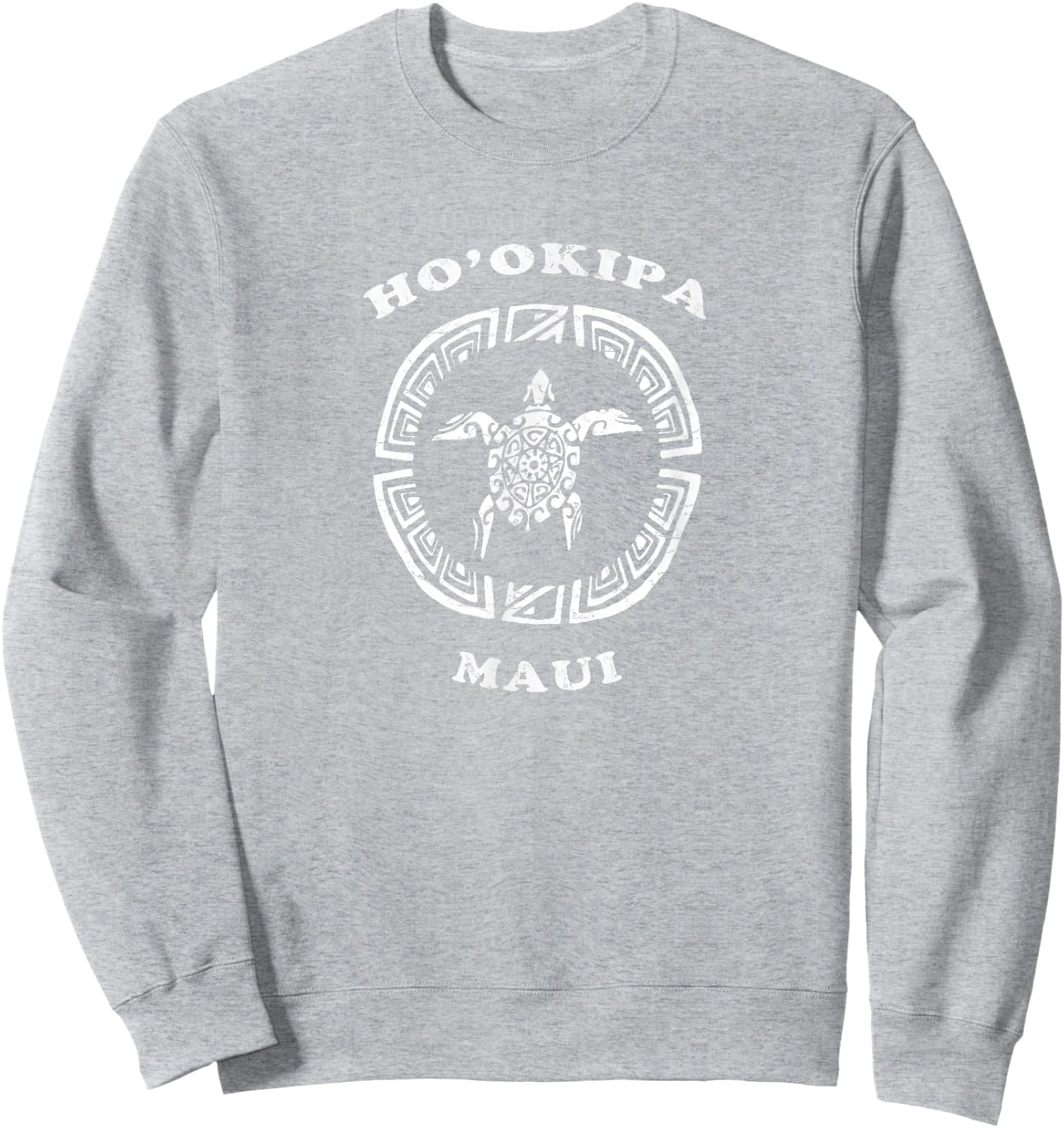 Ho'okipa Maui Vintage Retro Tribal Turtle Vacation Sweatshirt - Sweatshirt | Ash