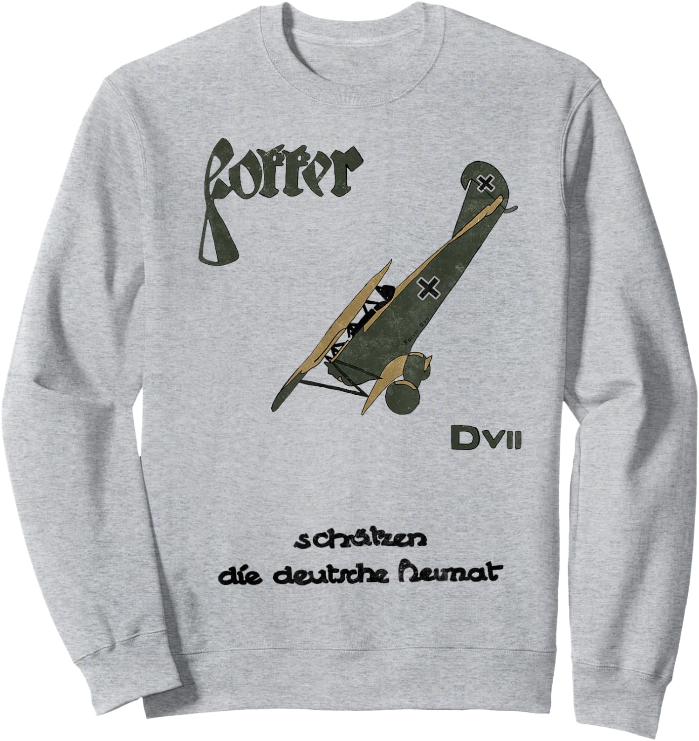 Fokker D.II WW1 German Biplane Airplane Vintage Sweatshirt - Sweatshirt | Ash