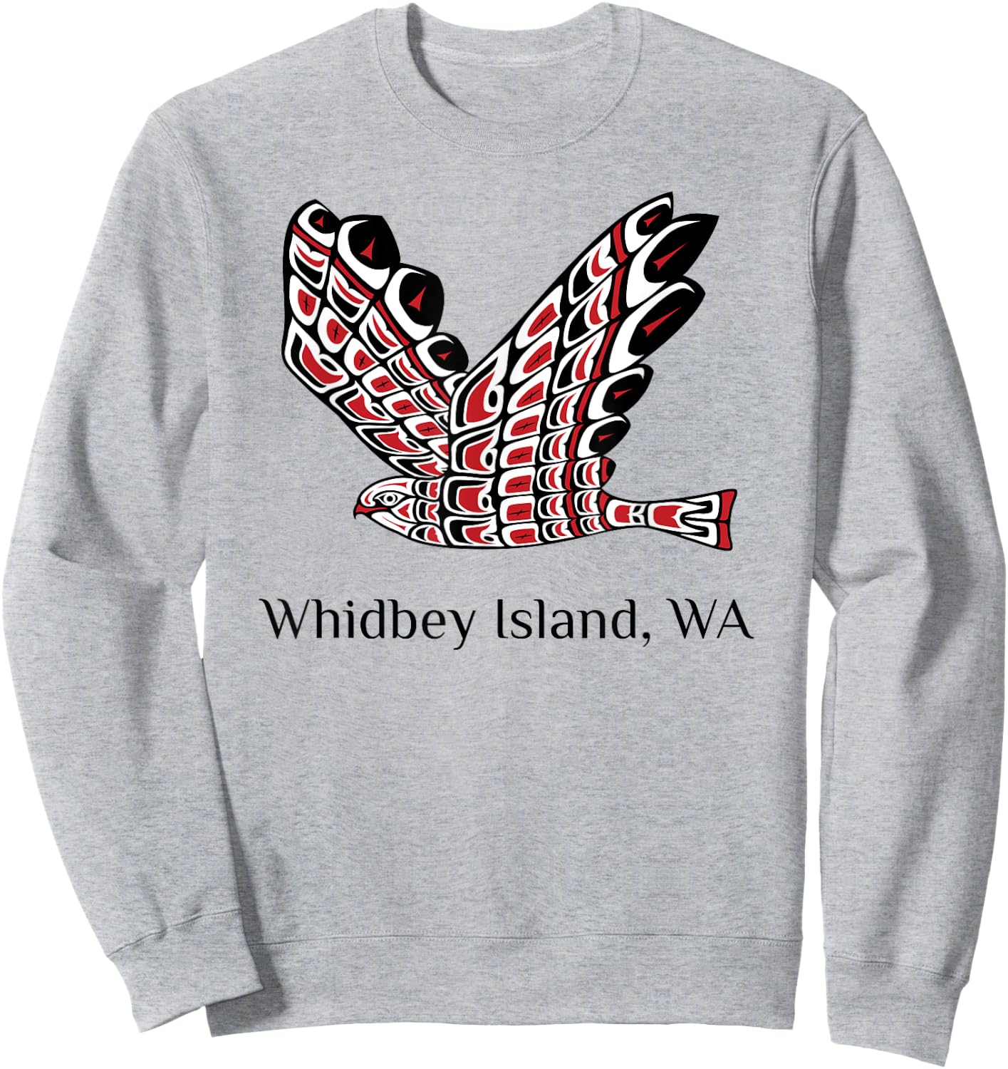 Whidbey Island Washington Red Tail Hawk PNW Native American Sweatshirt - Sweatshirt | Ash