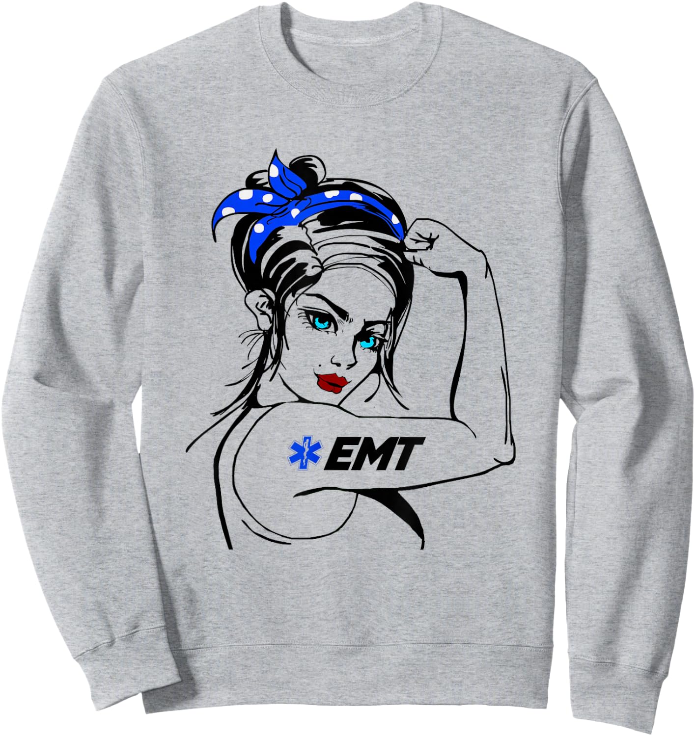 EMS Emergency EMT Rosie The Riveter Sweatshirt - Sweatshirt | Ash