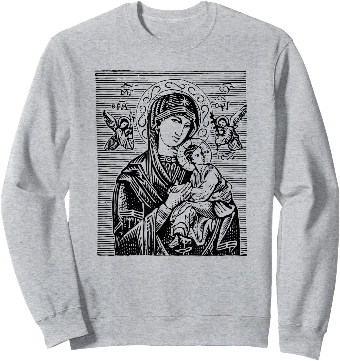 Virgin Mary - Religious Icon Art DTF448a Sweatshirt - Sweatshirt | Ash