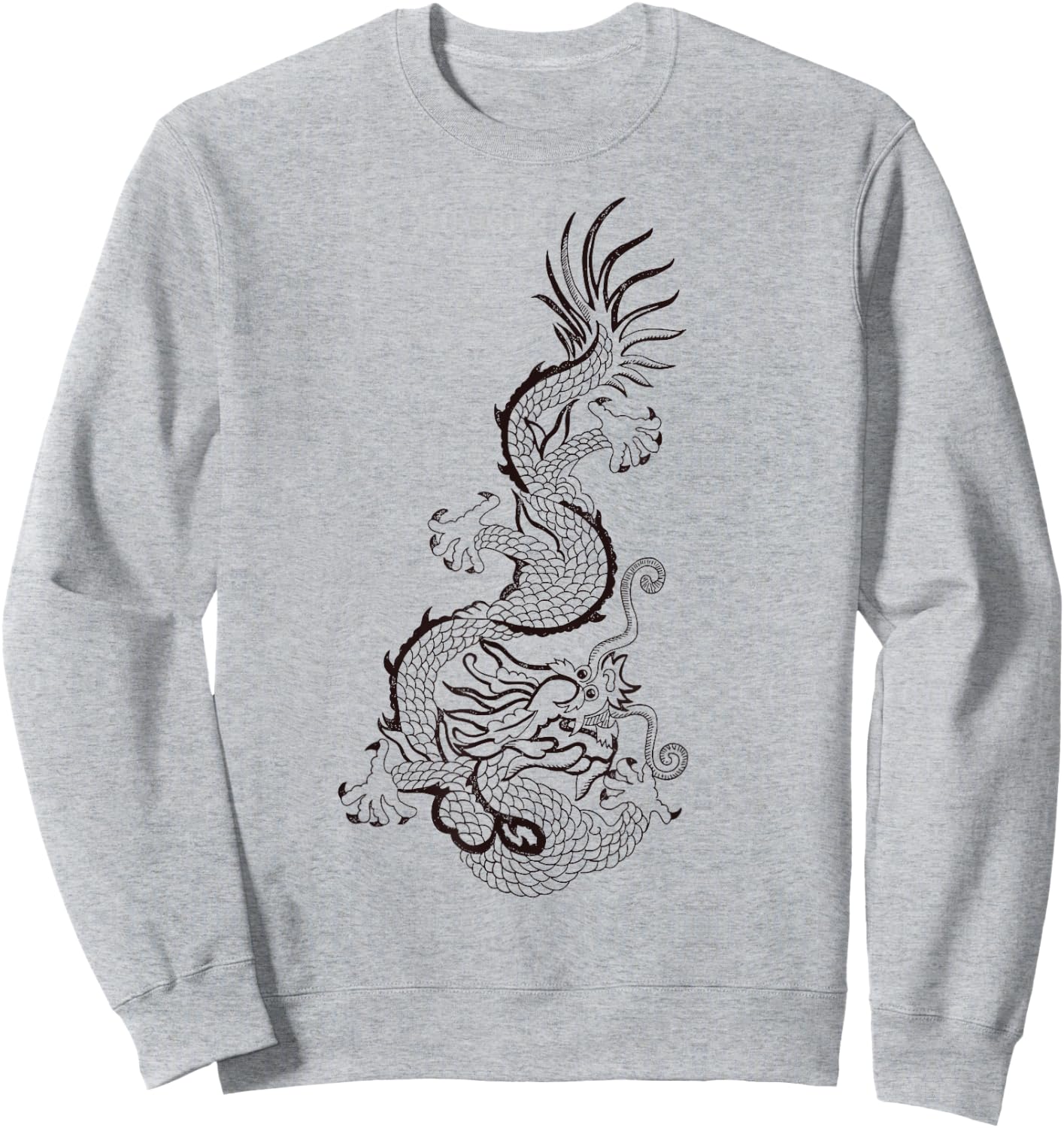 Traditional Korean Dragon Drawing Sweatshirt - Sweatshirt | Ash