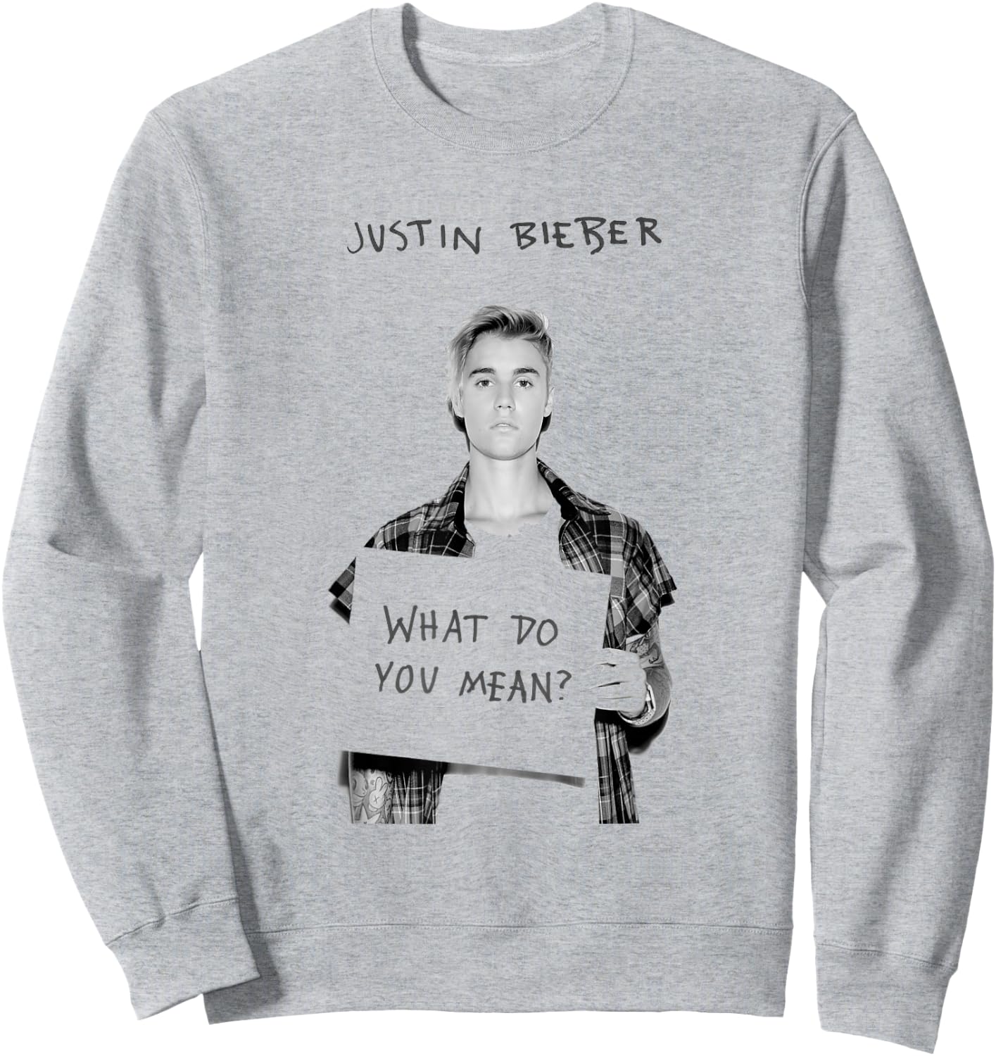 Justin Bieber Official What Do You Mean Single Cover B&W Sweatshirt - Sweatshirt | Ash