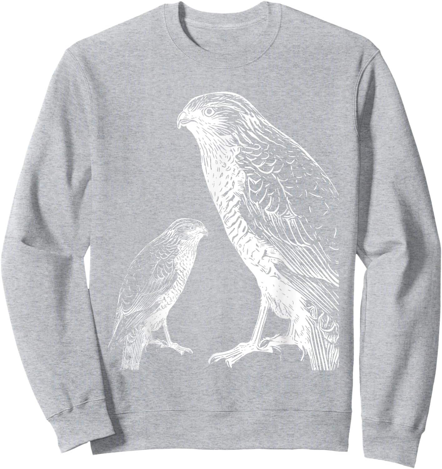 Falcon Bird of Prey Illustration Hawk Sweatshirt - Sweatshirt | Ash