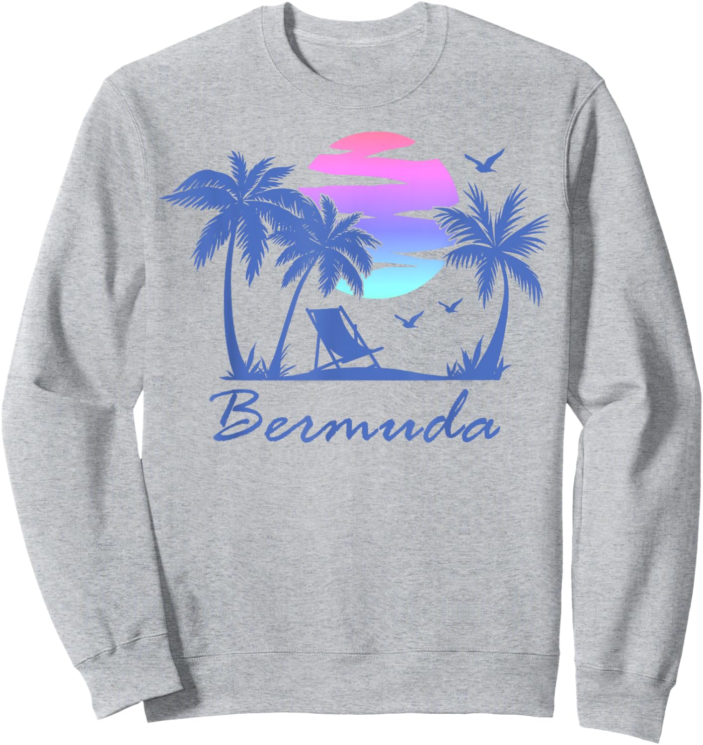 BERMUDA Beach Vacation Trip Retro Vintage Sunset Graphic Women Girls Kids Sweatshirt - Sweatshirt | Ash