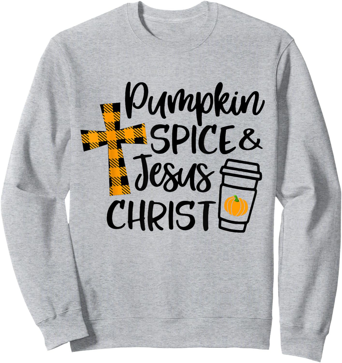 Hello Fall Pumpkin Spice & Jesus Christ Fall Christian Gift Sweatshirt - Sweatshirt | Ash