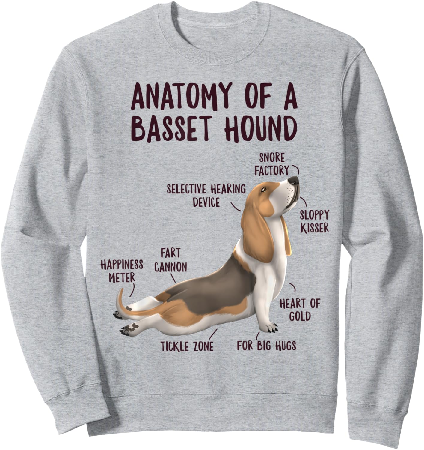 Anatomy of A Basset Hound Funny Dog Owner Puppy Lover Sweatshirt - Sweatshirt | Ash