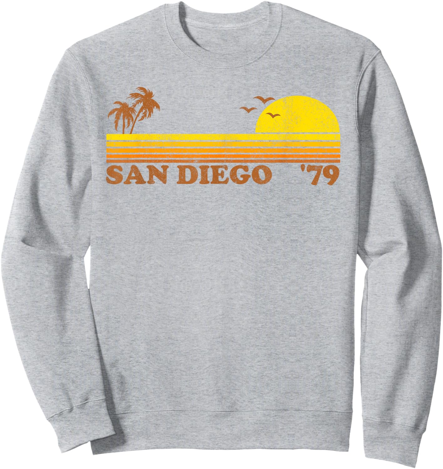 Vintage San Diego California Retro Beach Surfing 70's Gift Men Women Girls Kids Sweatshirt - Sweatshirt | Ash