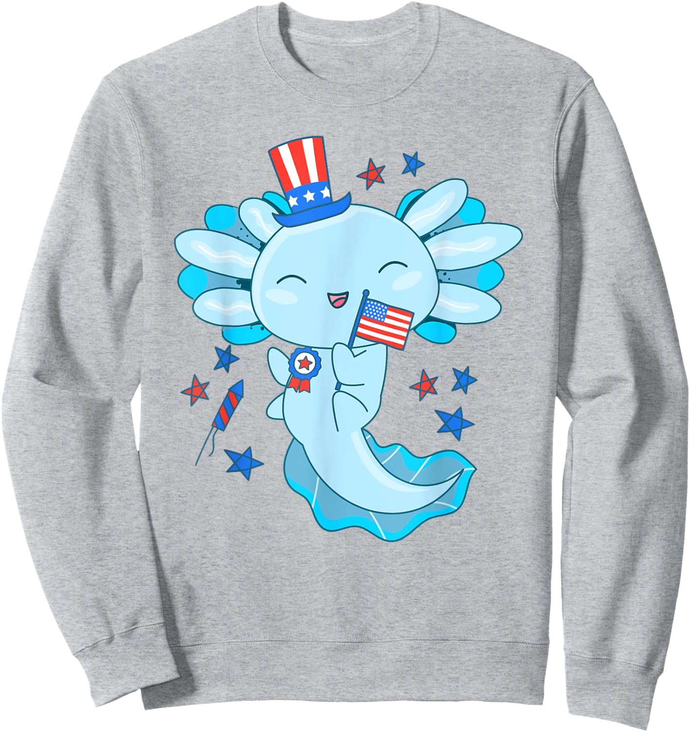 American Axolotl 4th Of July US Flag Patriotic Axolotl USA Sweatshirt - Sweatshirt | Ash