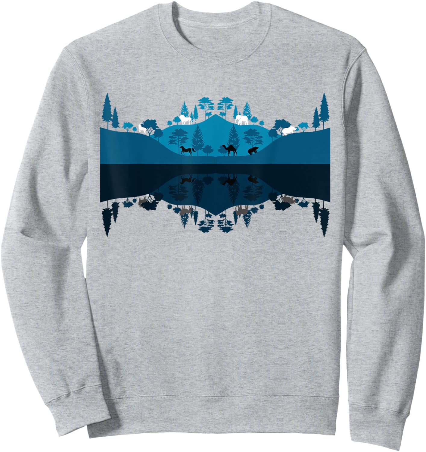 Wildlife Animals Outdoor Forest Trees Reflection Nature Sweatshirt - Sweatshirt | Ash