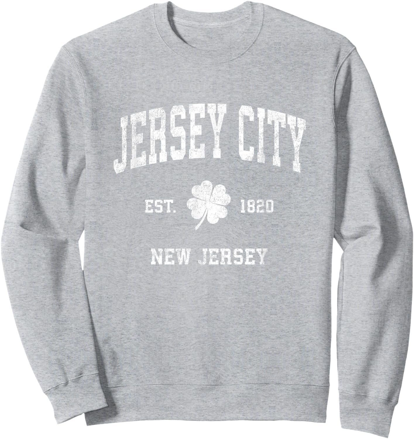 Jersey City New Jersey Vintage Shamrock Sports Sweatshirt - Sweatshirt | Ash