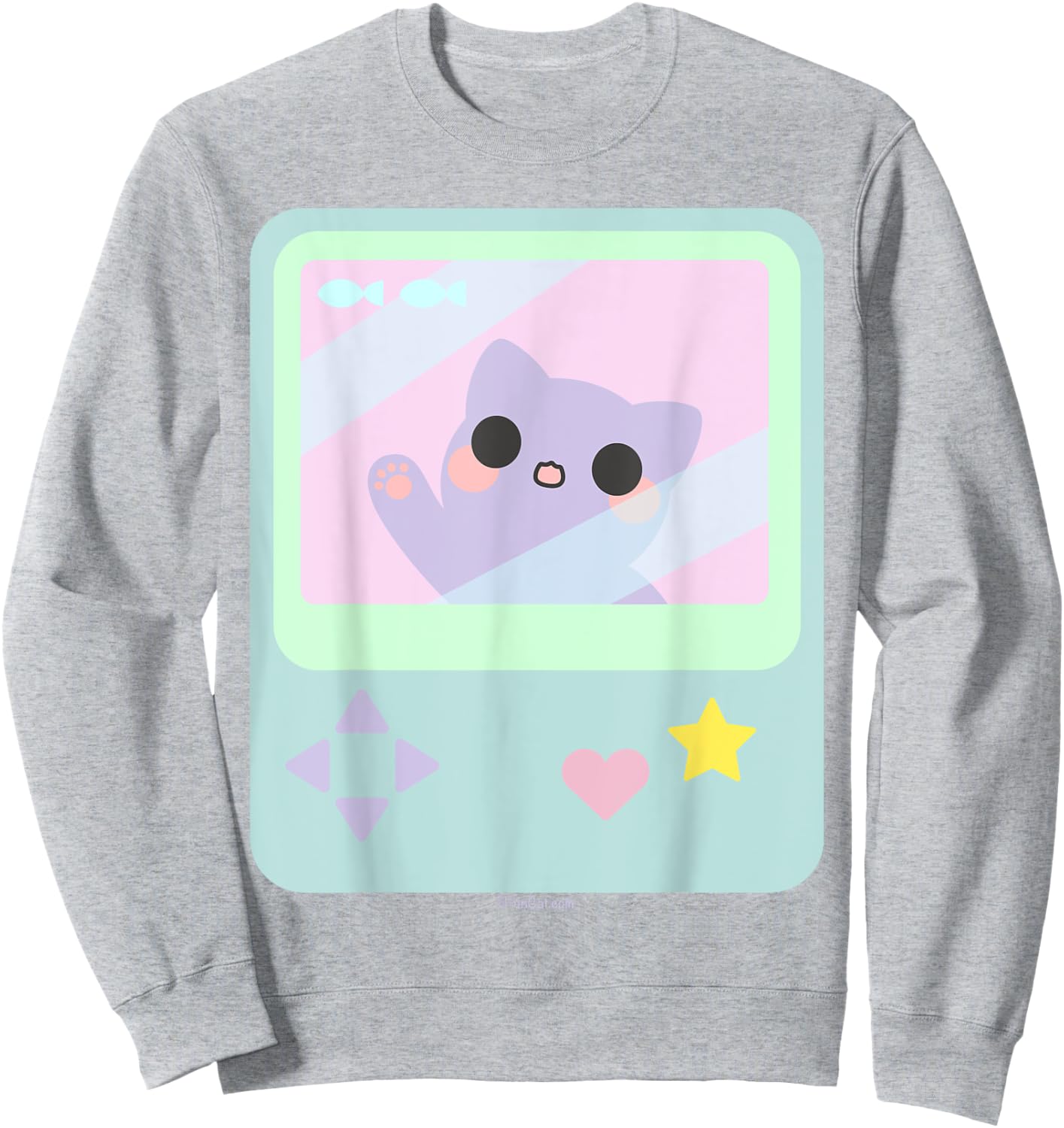 Super Kawaii Gamer Cat kitty Pastel Anime Inspired Women Girls Kids Sweatshirt - Sweatshirt | Ash