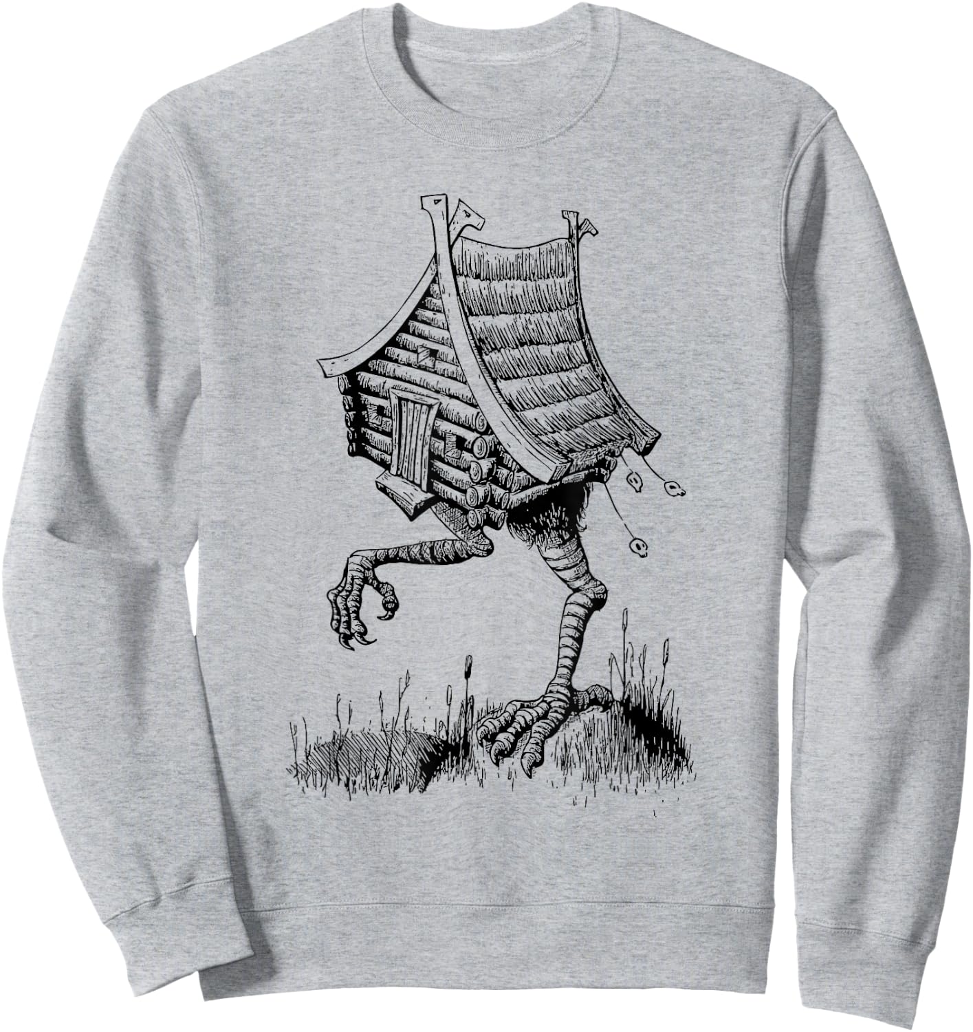 Walking House on Chicken Legs Slavic folklore Baba Yaga Art Sweatshirt - Sweatshirt | Ash
