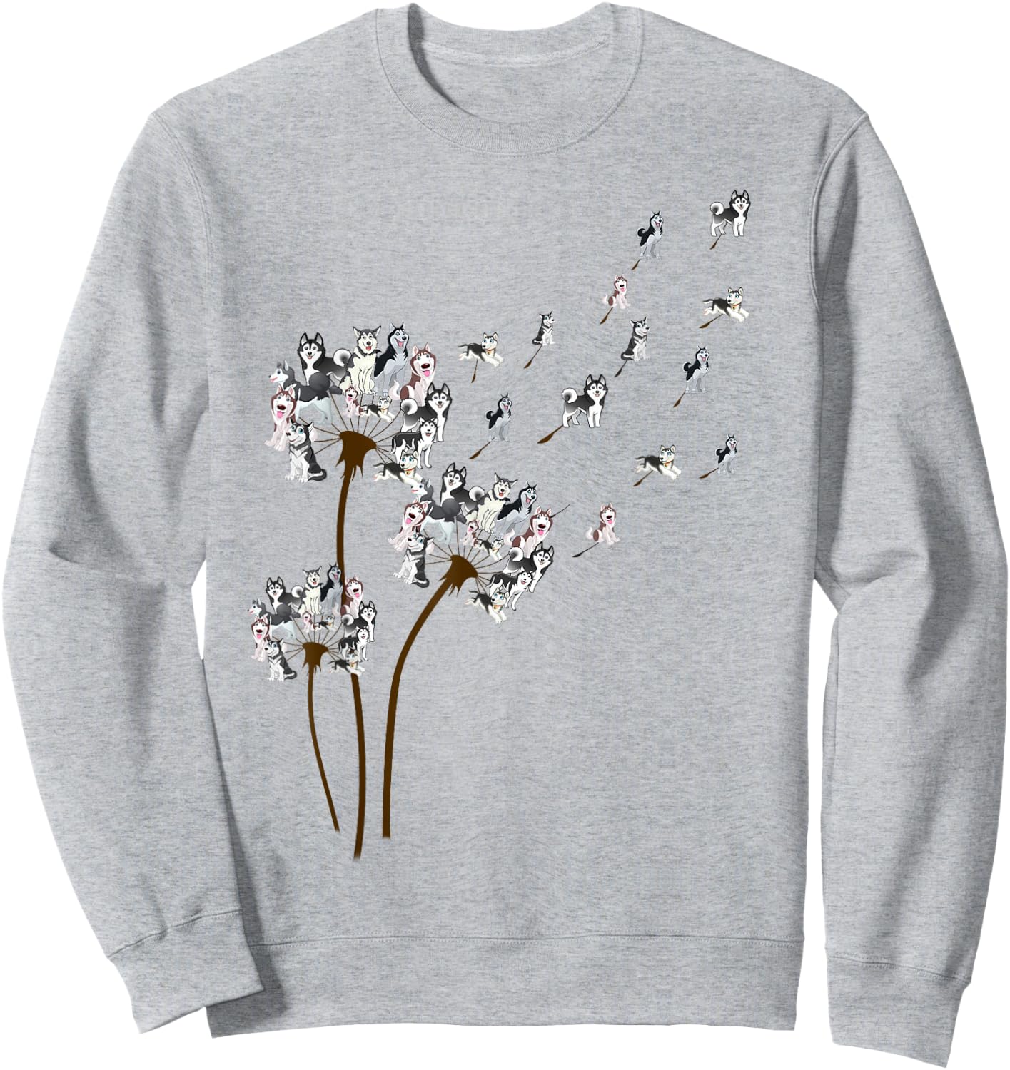 Husky Dandelion Funny Gift Dog Lovers Sweatshirt - Sweatshirt | Ash
