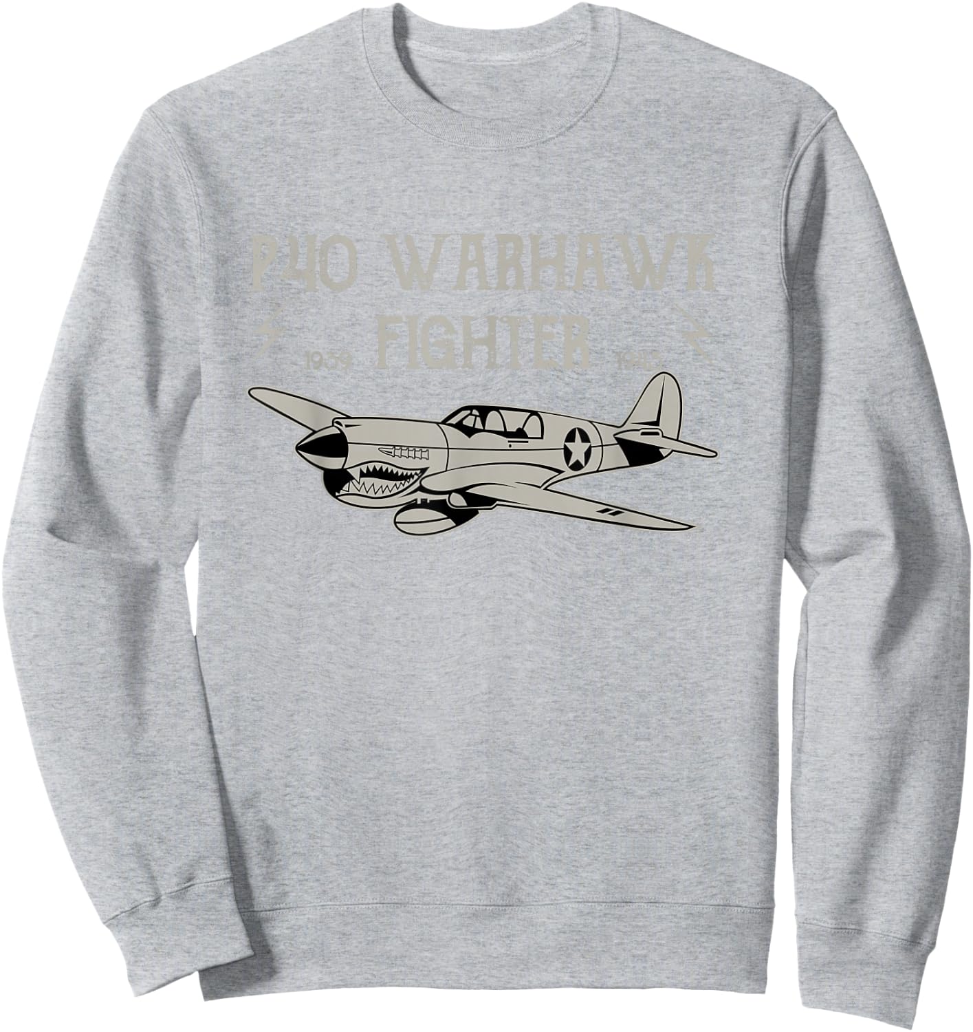 P-40 Warhawk WWII Aeroplane T Shirt Sweatshirt - Sweatshirt | Ash