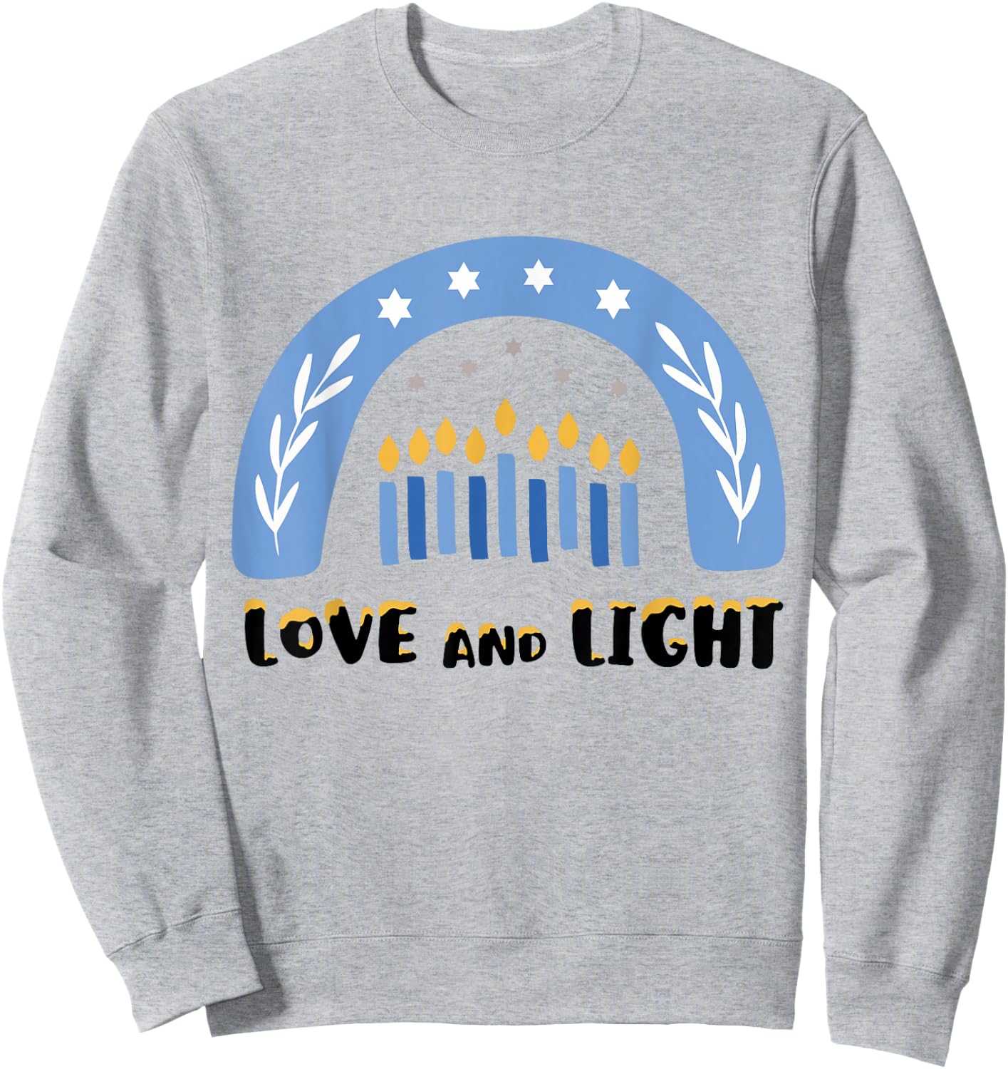 Love and Light Rainbow Hanukkah Shirt Jewish Chanukah Sweatshirt - Sweatshirt | Ash