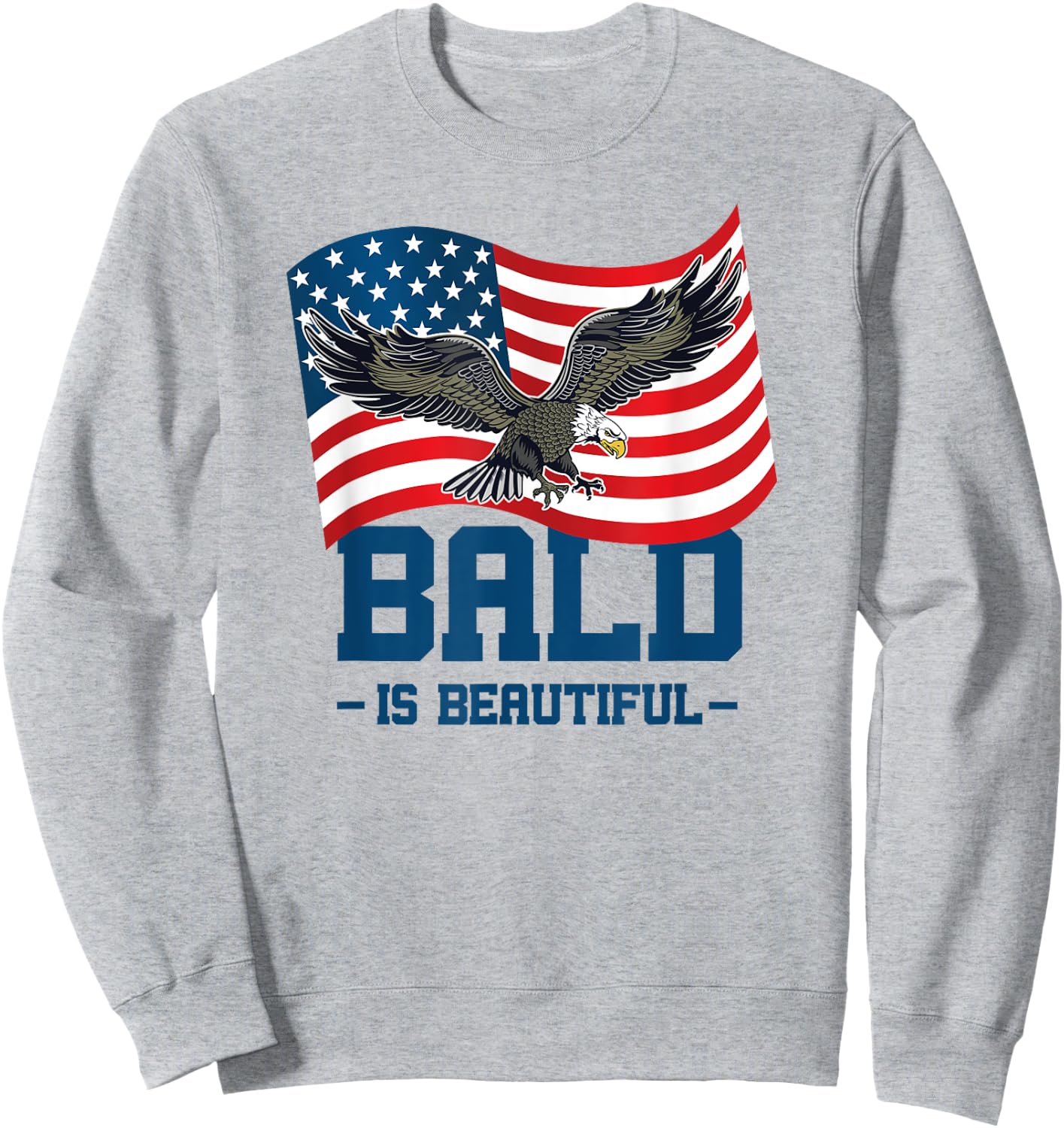 Bald Is Beautiful July 4th Eagle Patriotic American Flag USA Kids Men Sweatshirt - Sweatshirt | Ash