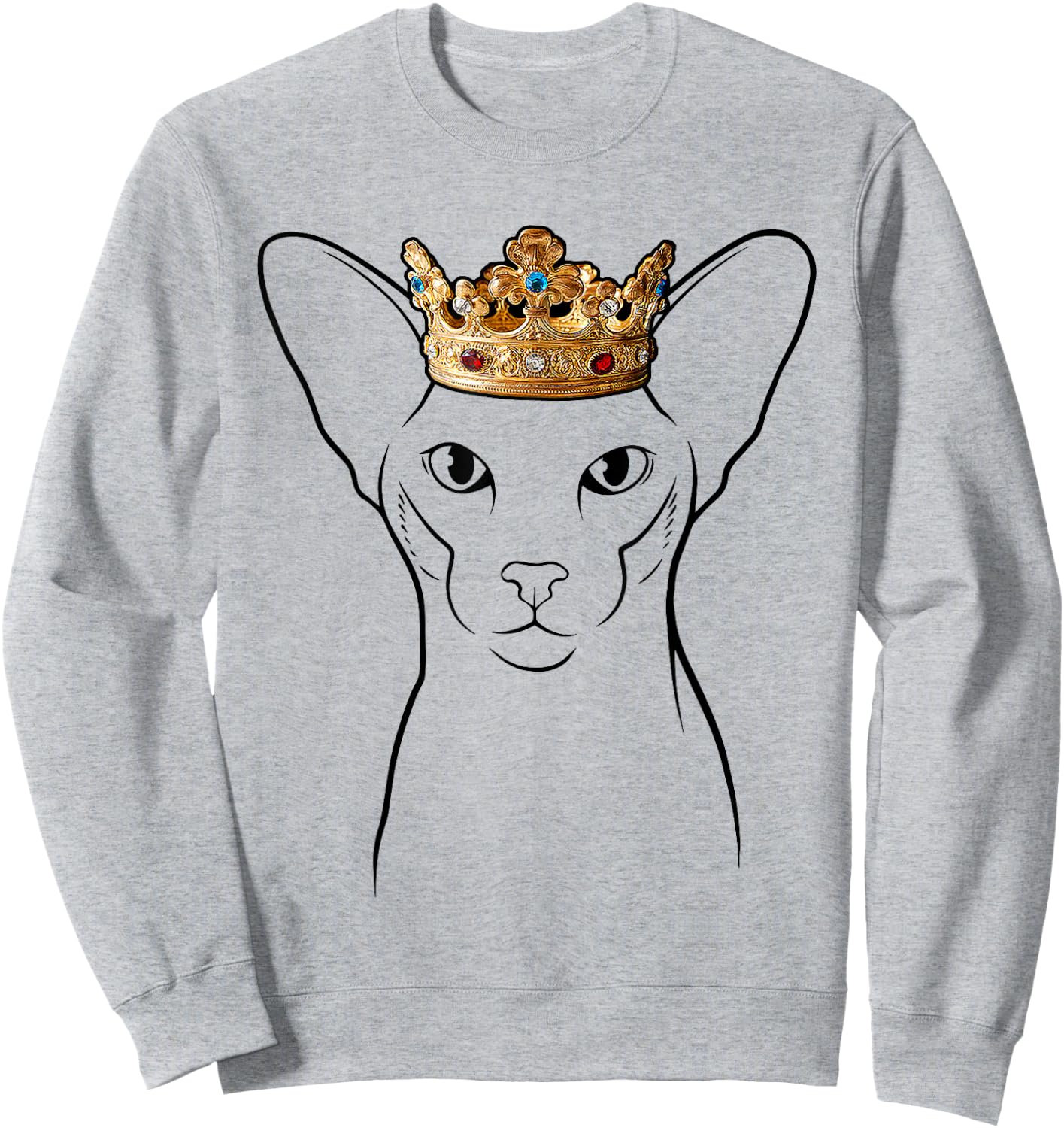 Oriental Cat Wearing Crown Sweatshirt - Sweatshirt | Ash
