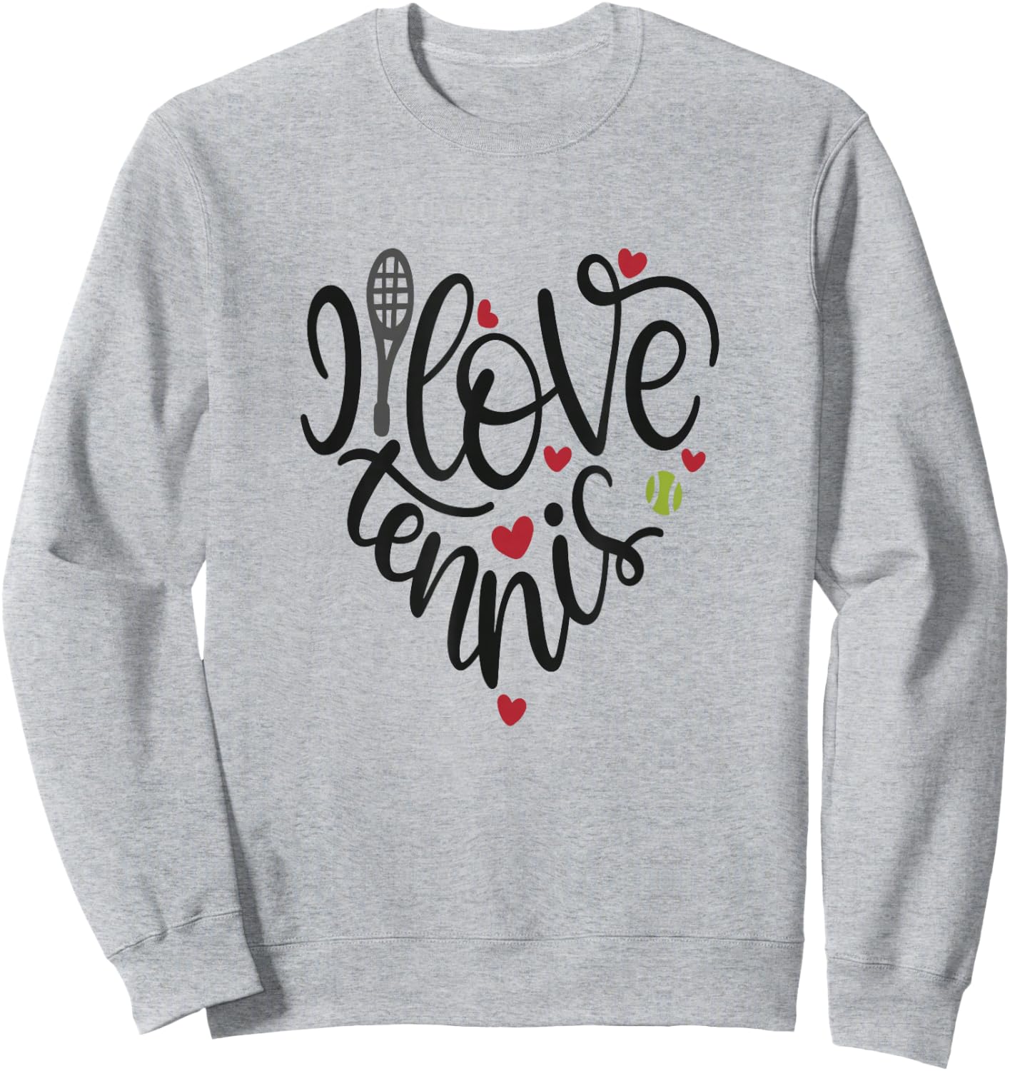 I Love Tennis Shirt Girly School Team Coach Player Heart Sweatshirt - Sweatshirt | Ash