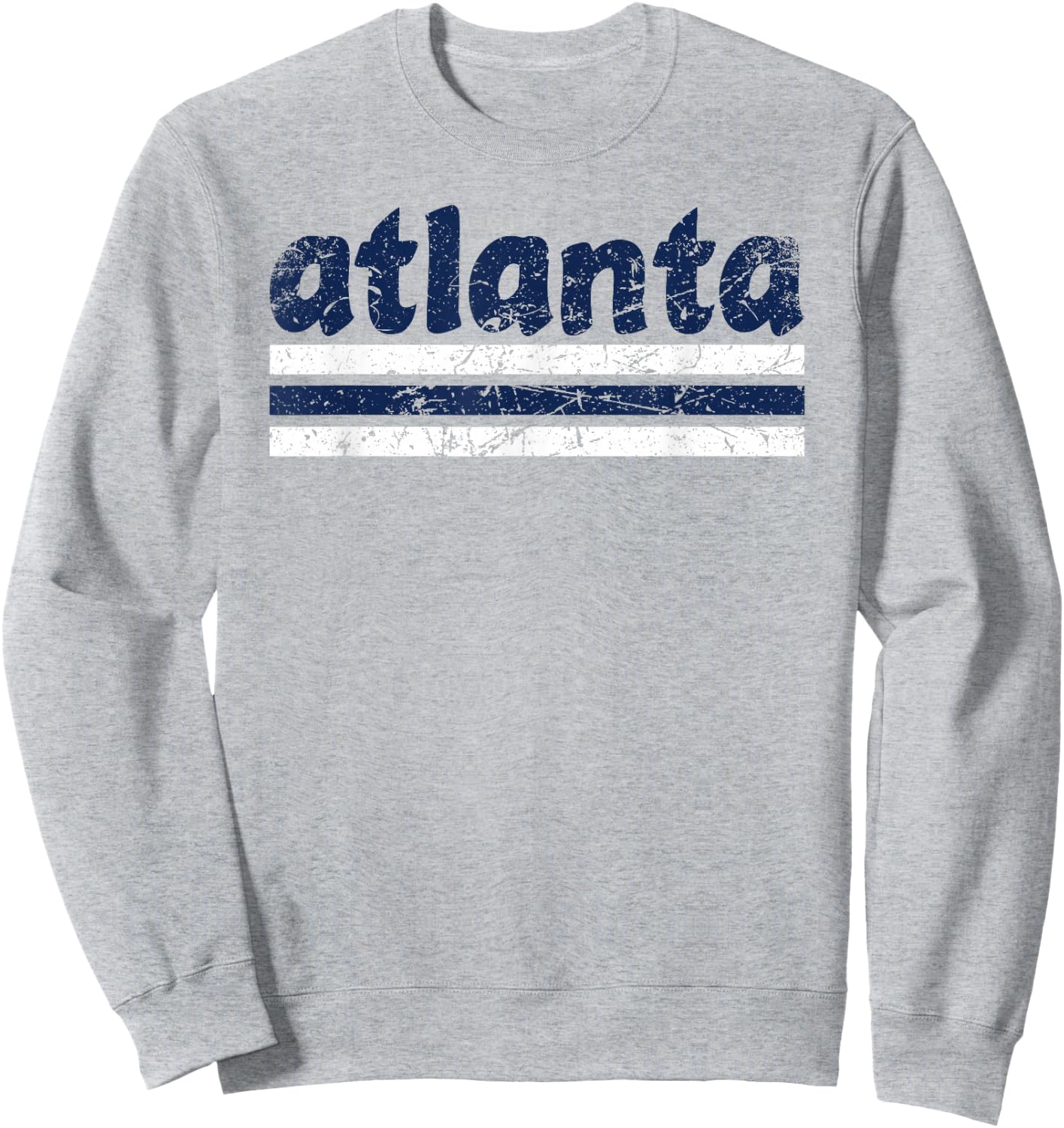 Atlanta Georgia Three Stripe Vintage Weathered Sweatshirt - Sweatshirt | Ash