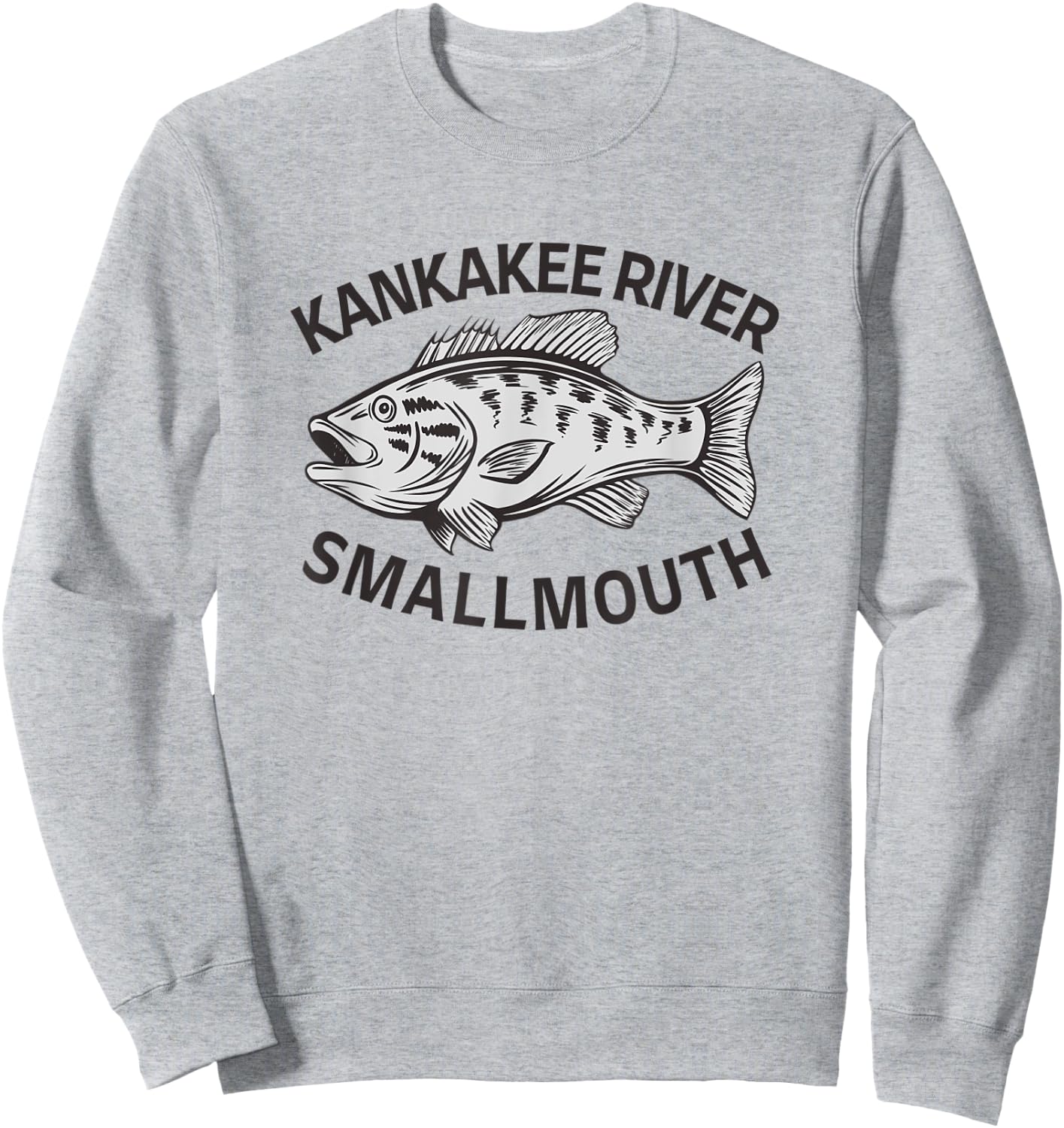 Kankakee River Bass Fishing Sweatshirt - Sweatshirt | Ash