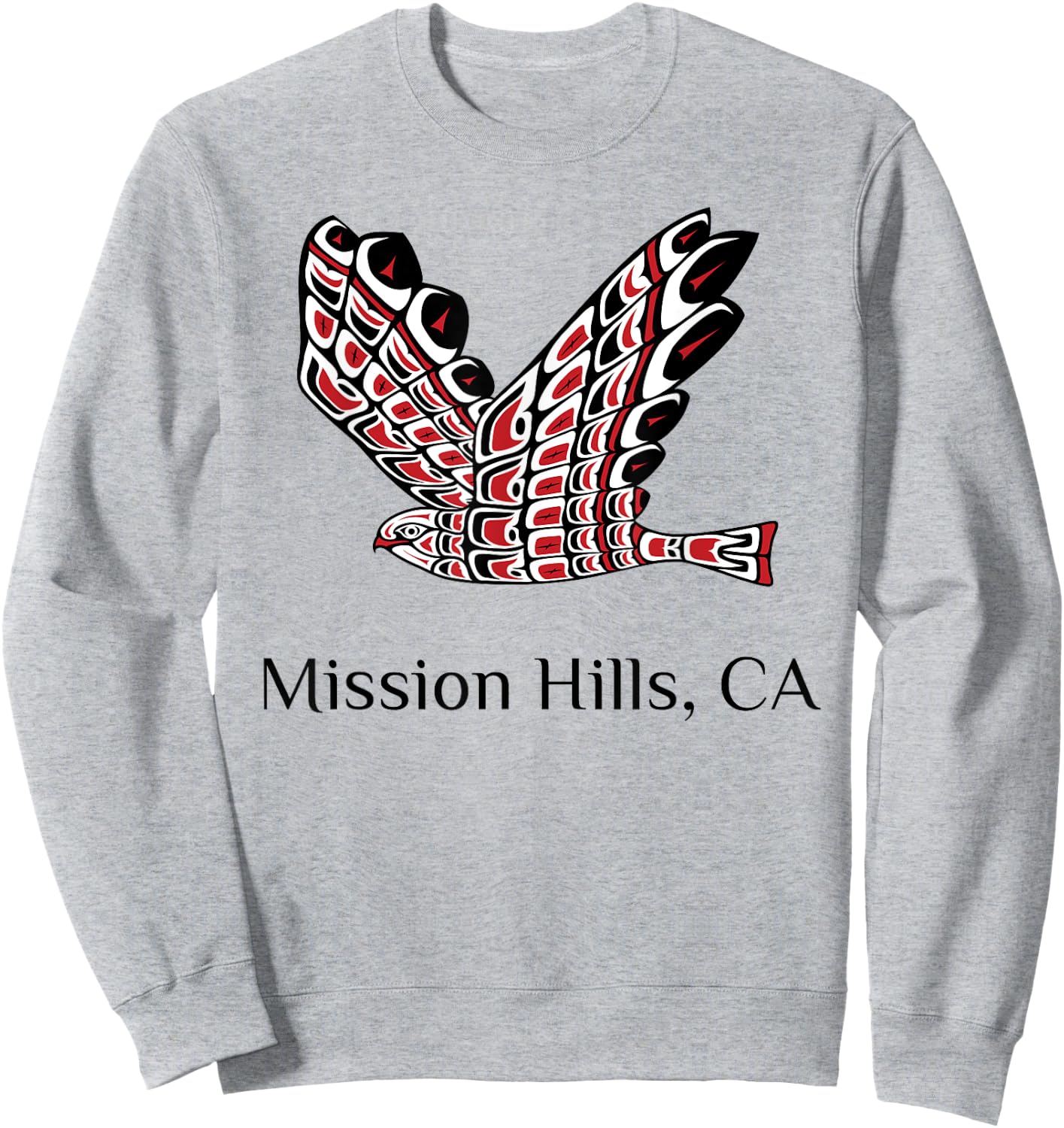 Mission Hills California Red Tail Hawk Native American Sweatshirt - Sweatshirt | Ash