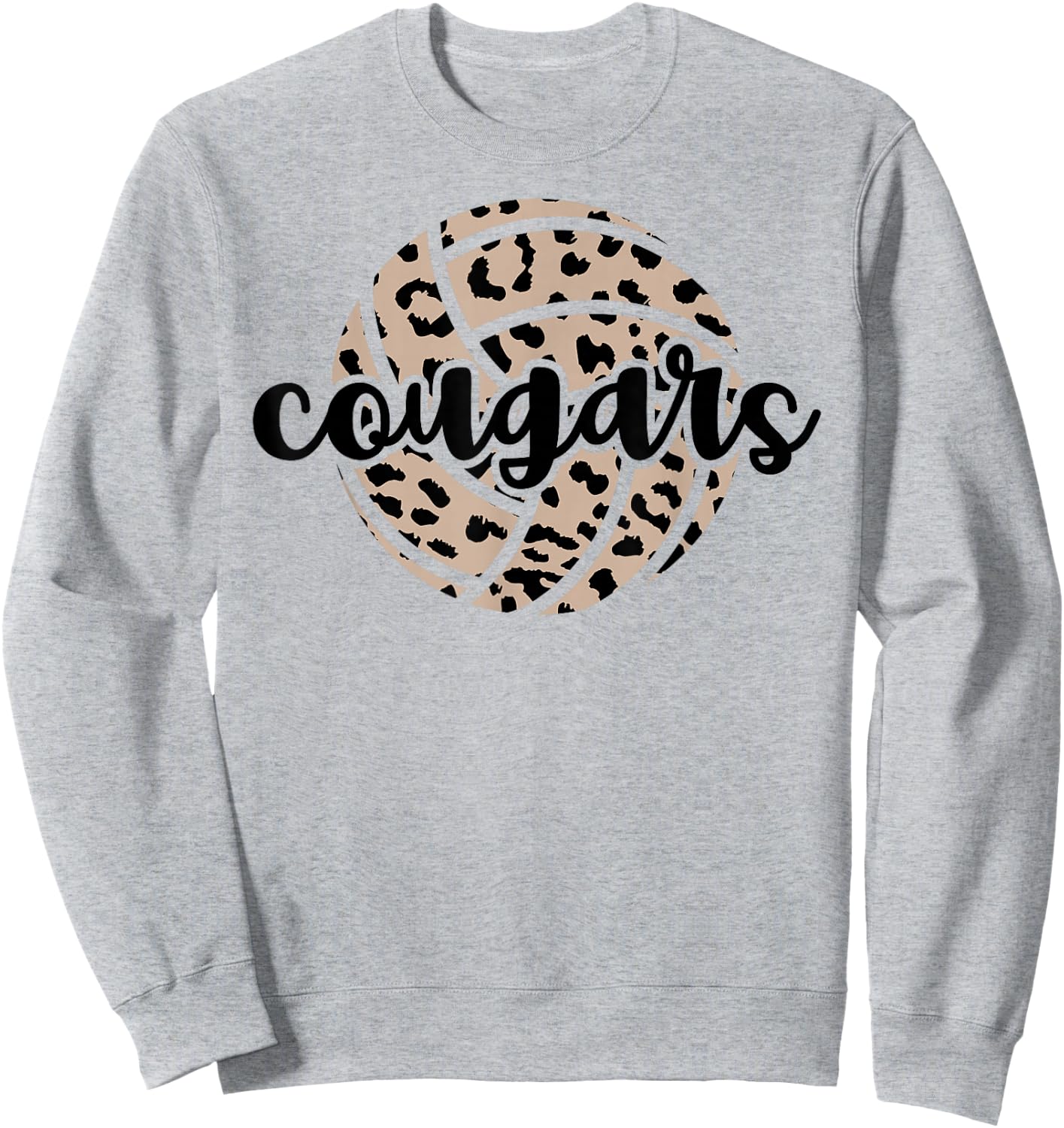 Cougars Volleyball Team Cheetah Mascot School Spirit Game Sweatshirt - Sweatshirt | Ash