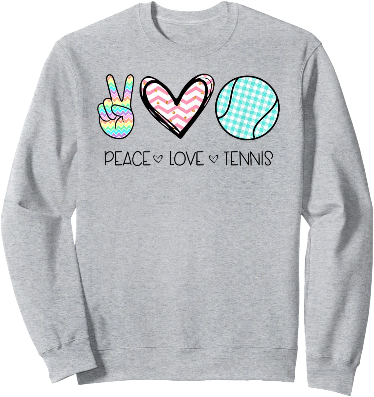 Peace Love Tennis Cute Design Teen Girls Sweatshirt - Sweatshirt | Ash