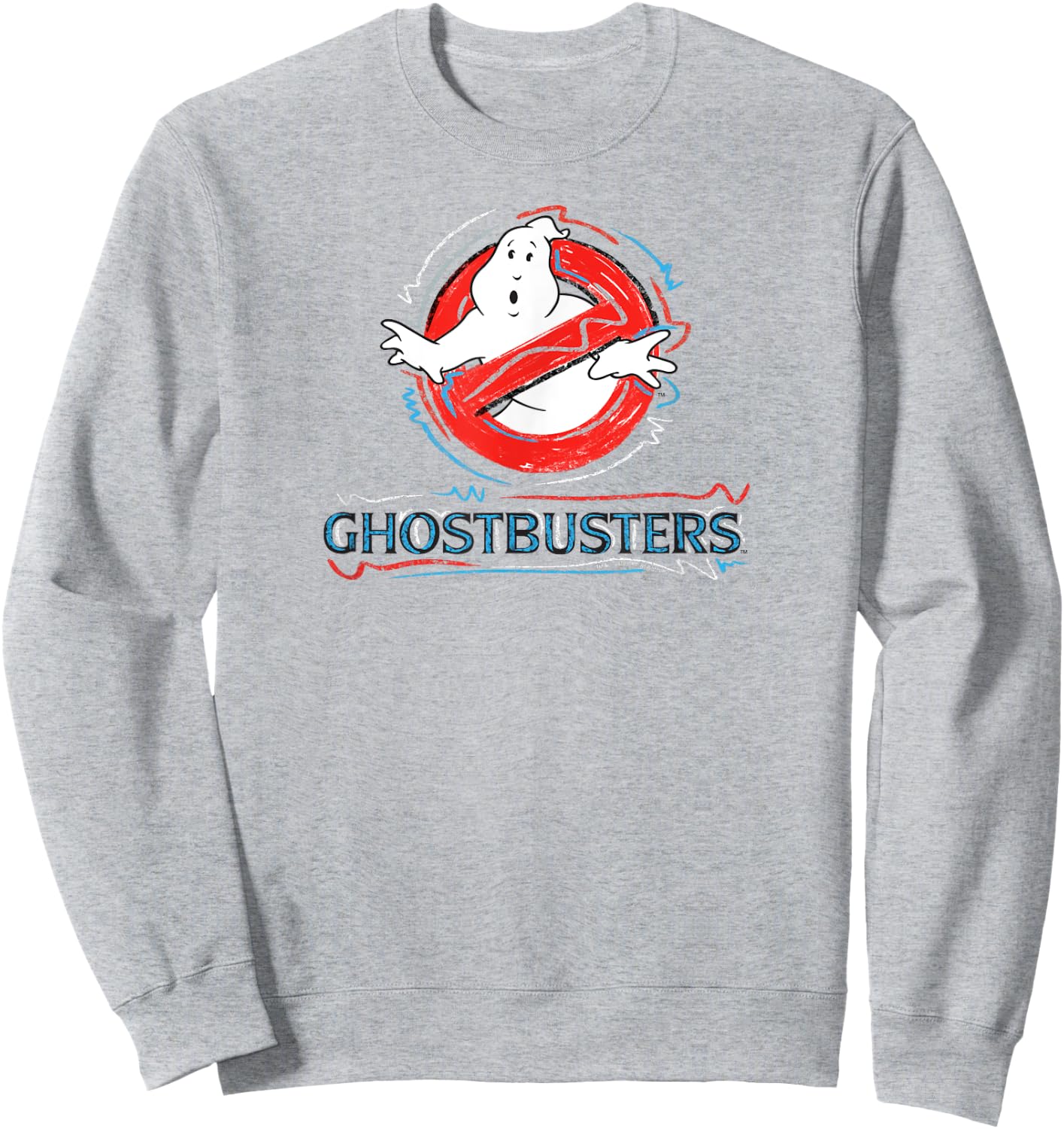 Ghostbusters No Ghost Scribbles Logo Funny Retro Movie Sweatshirt - Sweatshirt | Ash