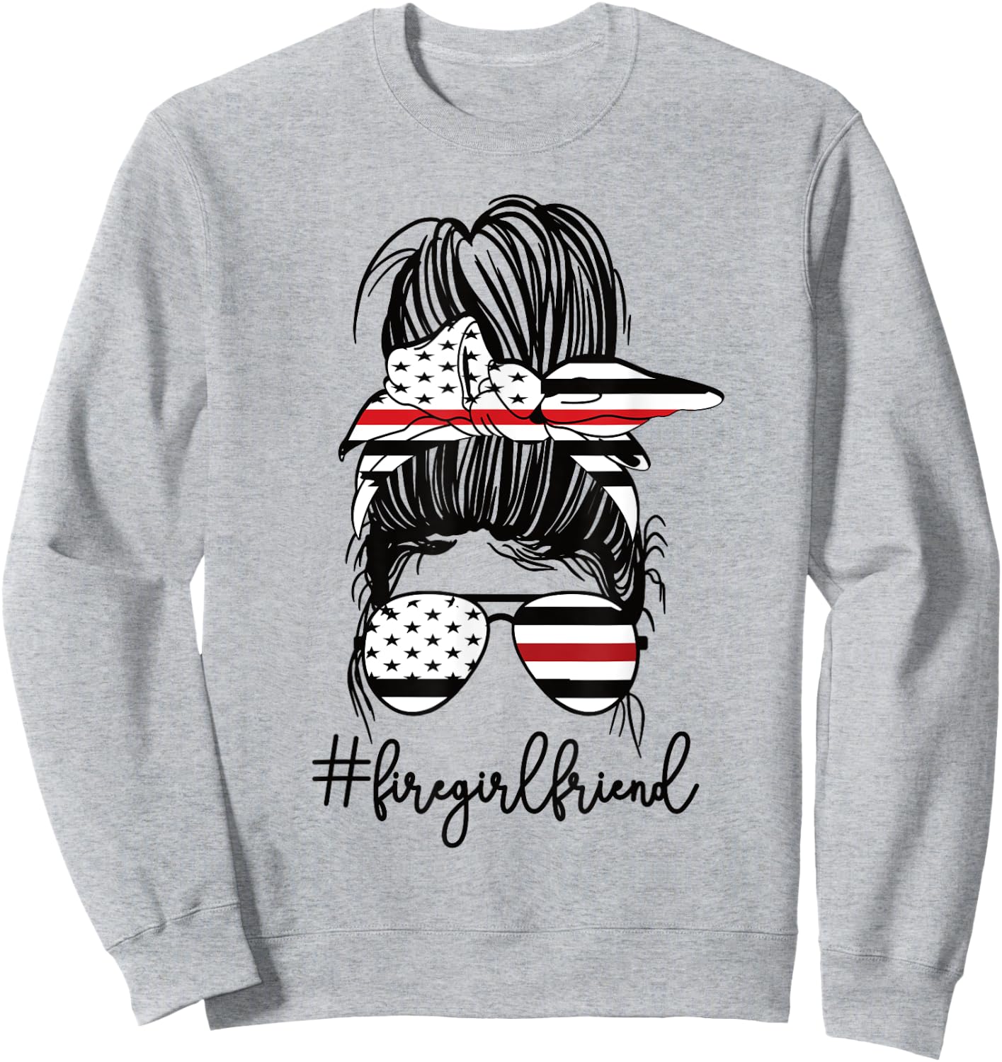 Funny Fire Girlfriend Thin Red Line Firefighter Girlfriend Sweatshirt - Sweatshirt | Ash