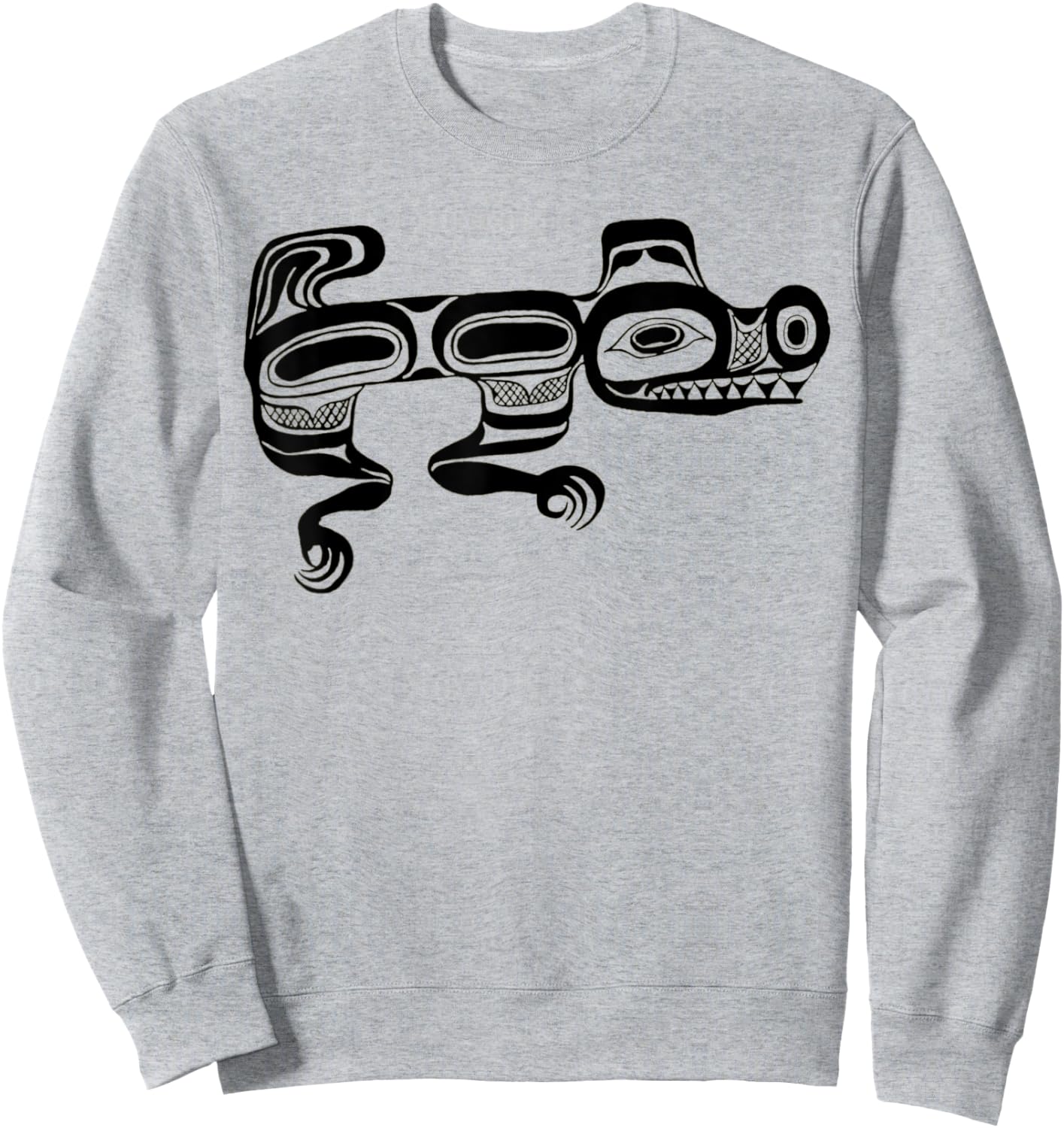 Sea Wolf Wasco Haida Pacific Northwest Coast Indian Tribal Sweatshirt - Sweatshirt | Ash