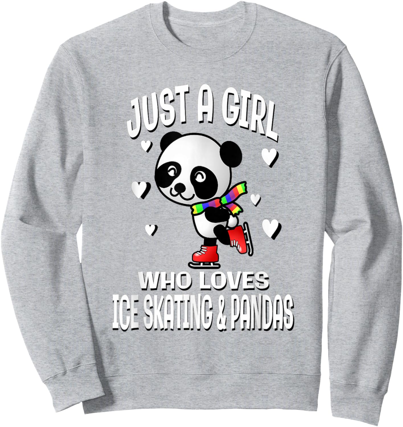 Just A Girl Who Loves Ice Skating & Pandas Cute Bear Sweatshirt - Sweatshirt | Ash