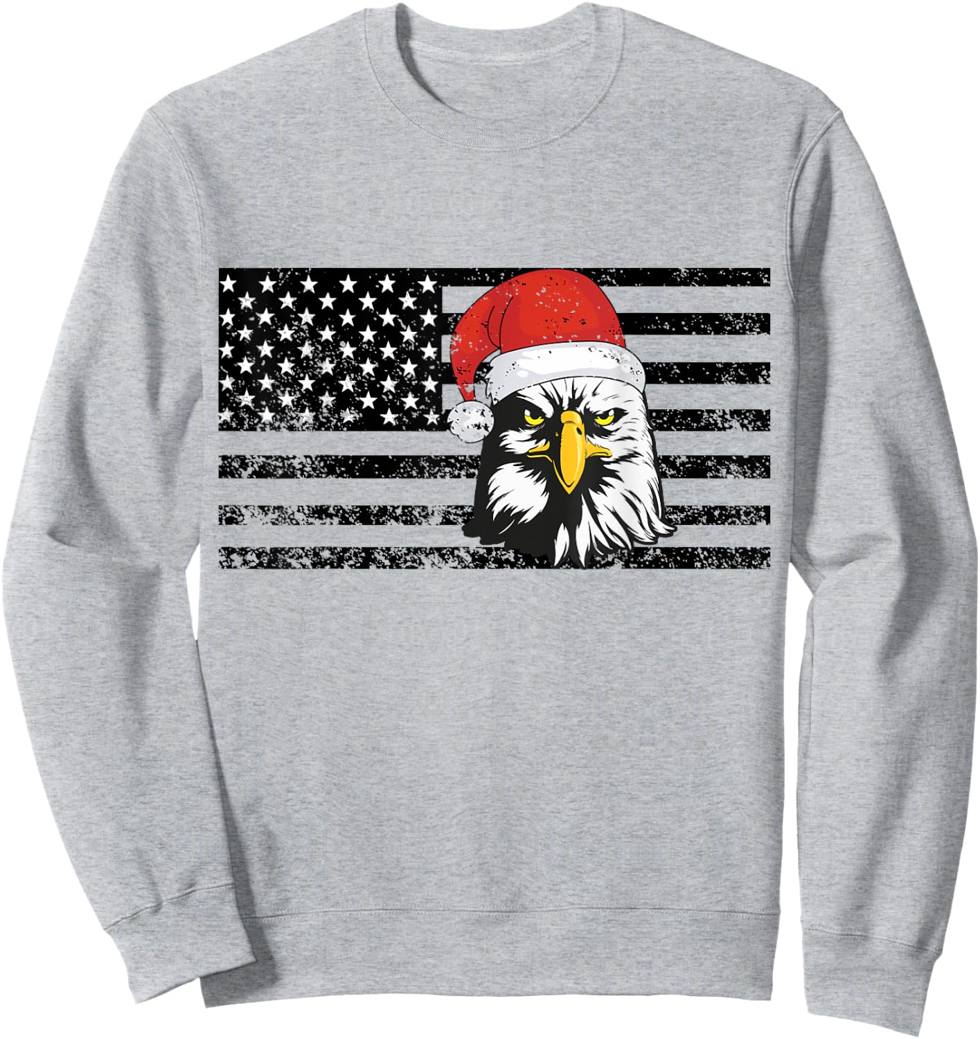 Merry Christmas Eagle USA Flag Costume Santa Hat Xmas Hat Sweatshirt - Sweatshirt | Ash