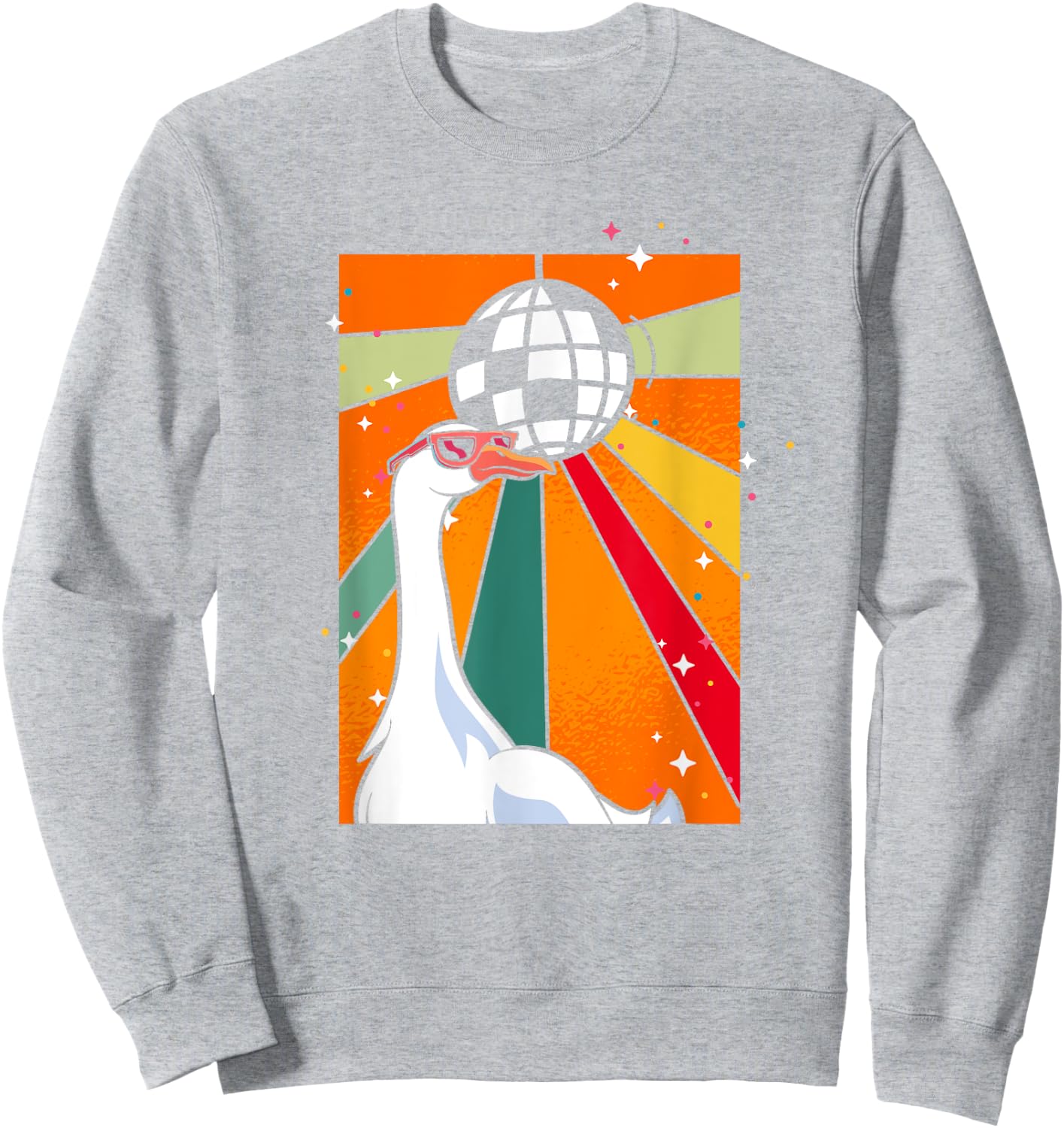 Funny Cool Farm Animal Disco Ball Sunglasses Retro Goose Sweatshirt - Sweatshirt | Ash