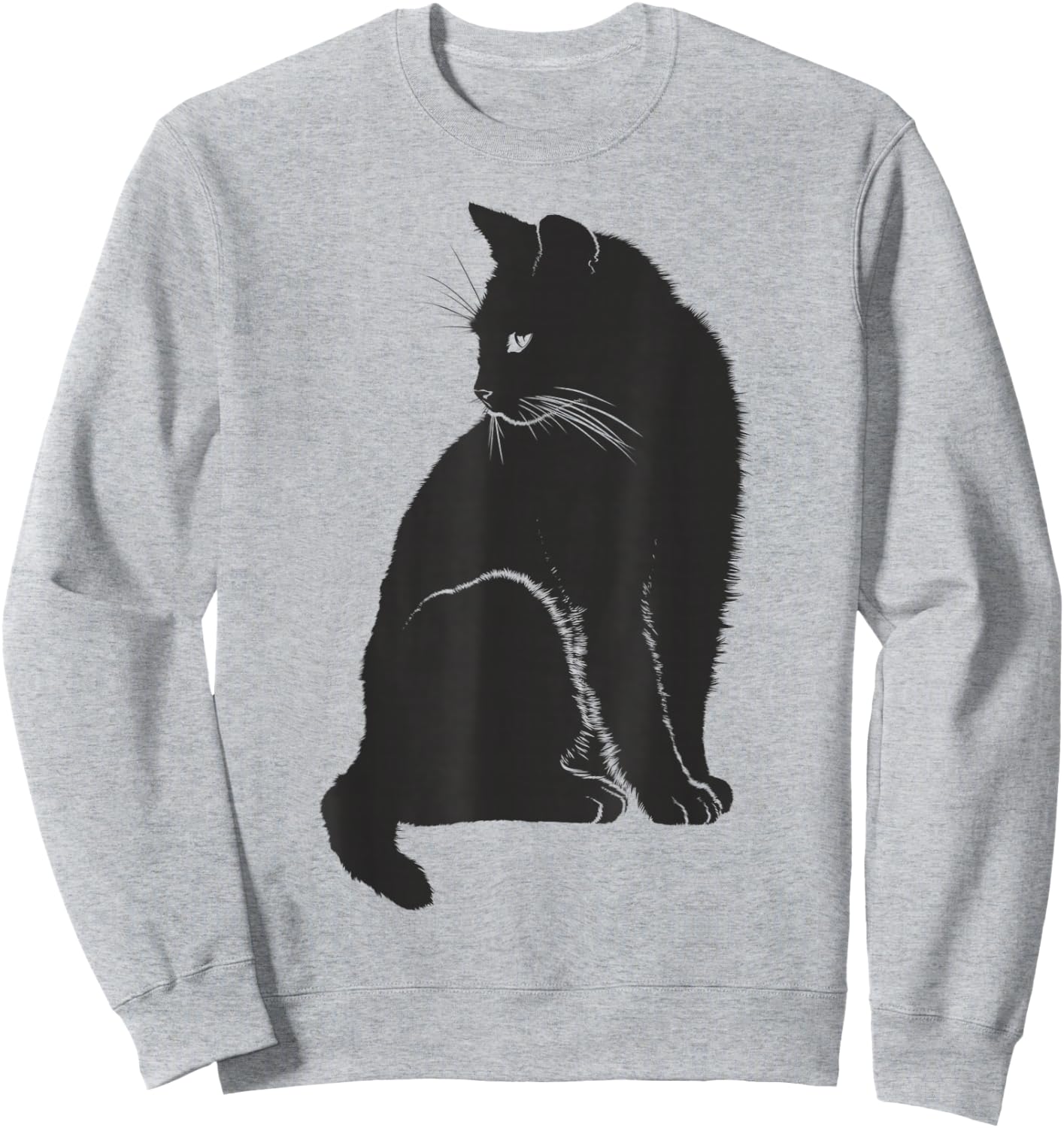 Minimalist Cute Black Cat Owner Feline Art Kitten Lover Small Sweatshirt - Sweatshirt | Ash