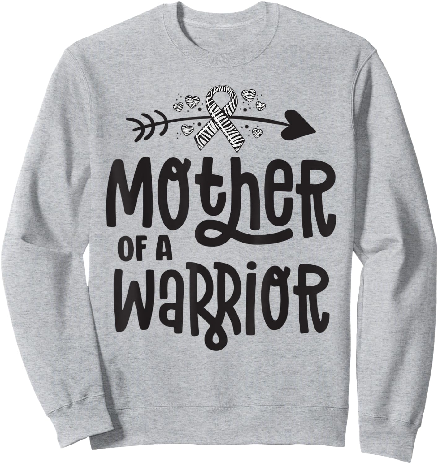 Mother Of A Rare Disease Warrior Awareness Zebra Ribbon Mom Sweatshirt - Sweatshirt | Ash