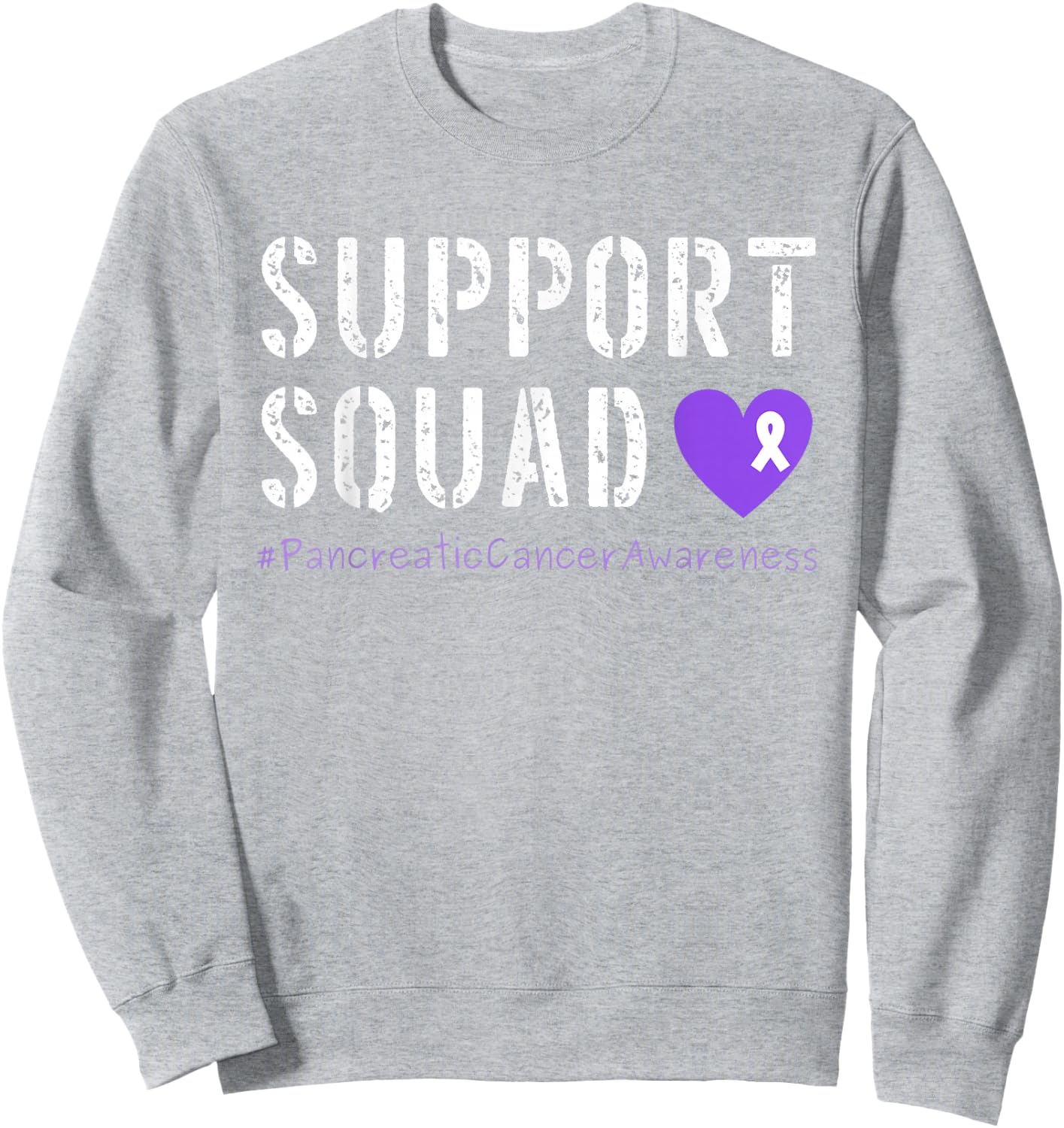Purple Ribbon Men Women Kids Pancreatic Cancer Awareness Sweatshirt - Sweatshirt | Ash