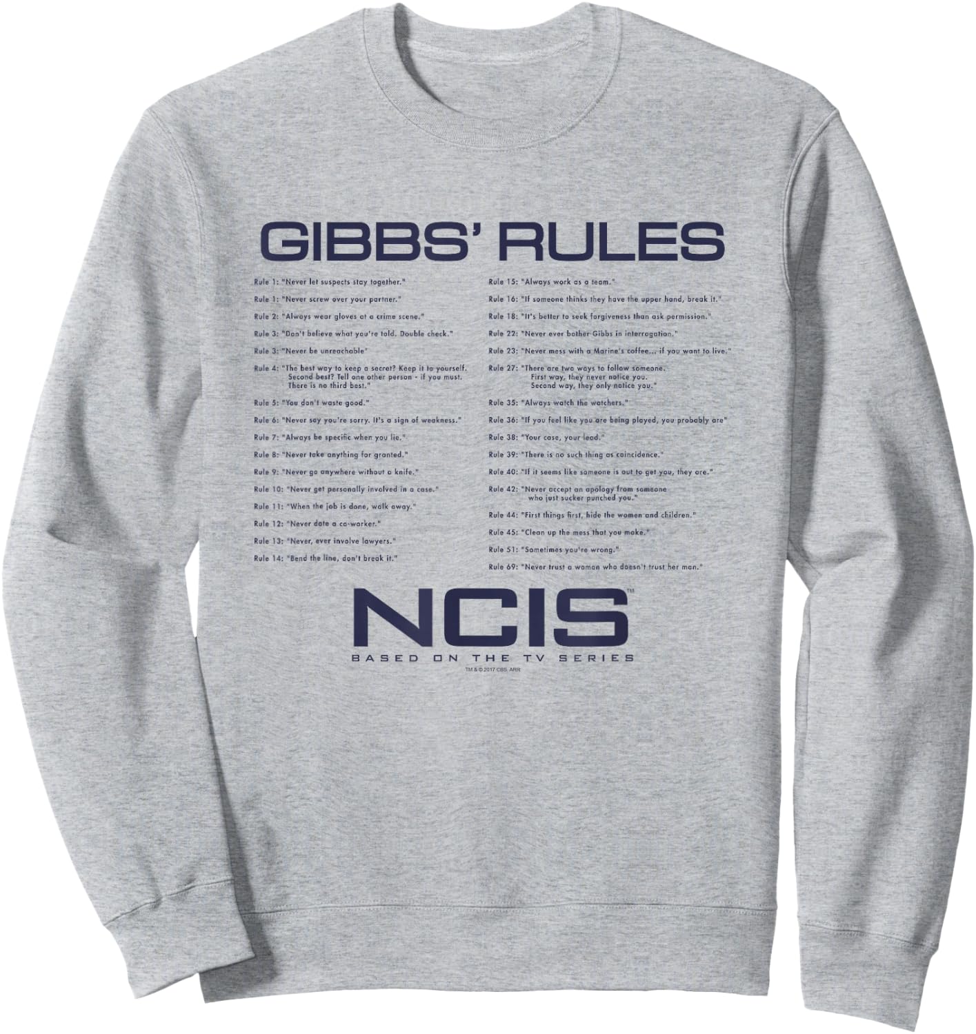 NCIS Gibbs Rules Sweatshirt - Sweatshirt | Ash