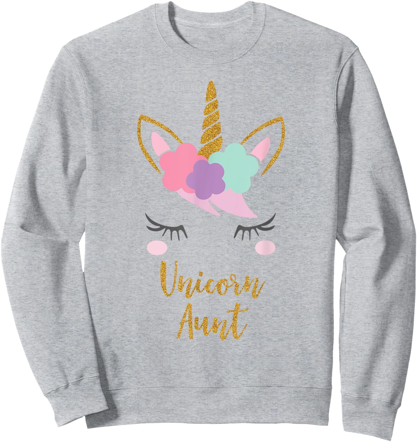 Unicorn Aunt Shirt, Aunt of the Birthday Girl Gift Sweatshirt - Sweatshirt | Ash