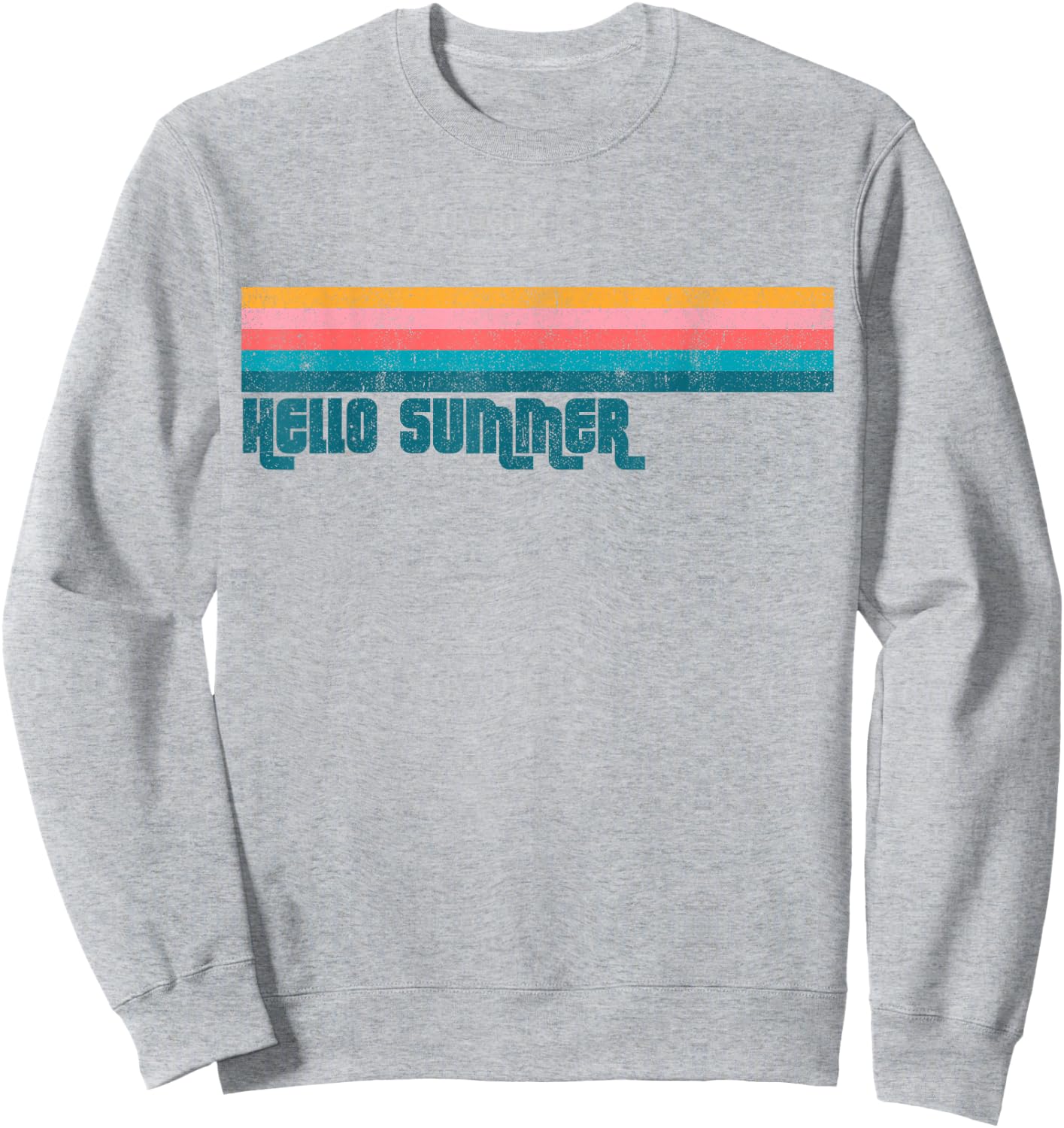 Vintage Hello Summer Retro Stripe Cute Beach Women's Gift Sweatshirt - Sweatshirt | Ash