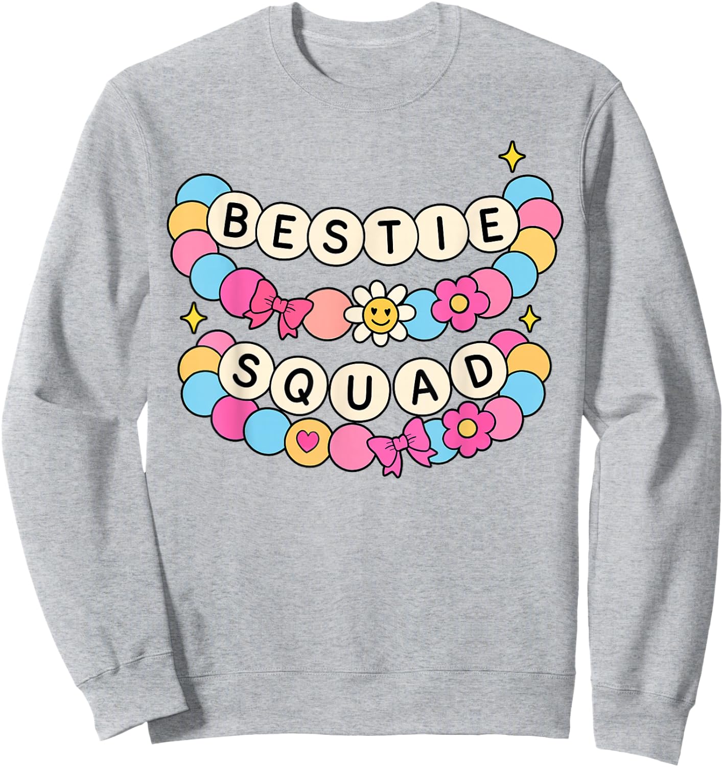 Bestie Squad Twinning Best Friend Matching Girls Bracelets Sweatshirt - Sweatshirt | Ash
