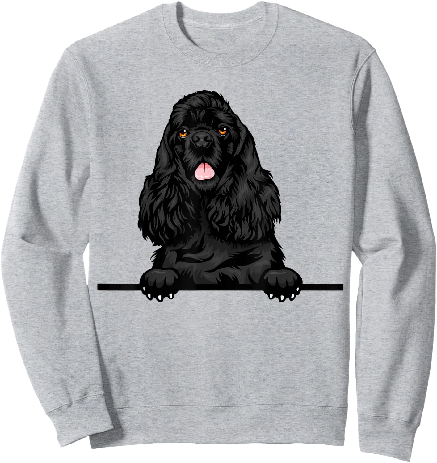 Peeking Black Cocker Spaniel Dog Women Girls Kids Sweatshirt - Sweatshirt | Ash