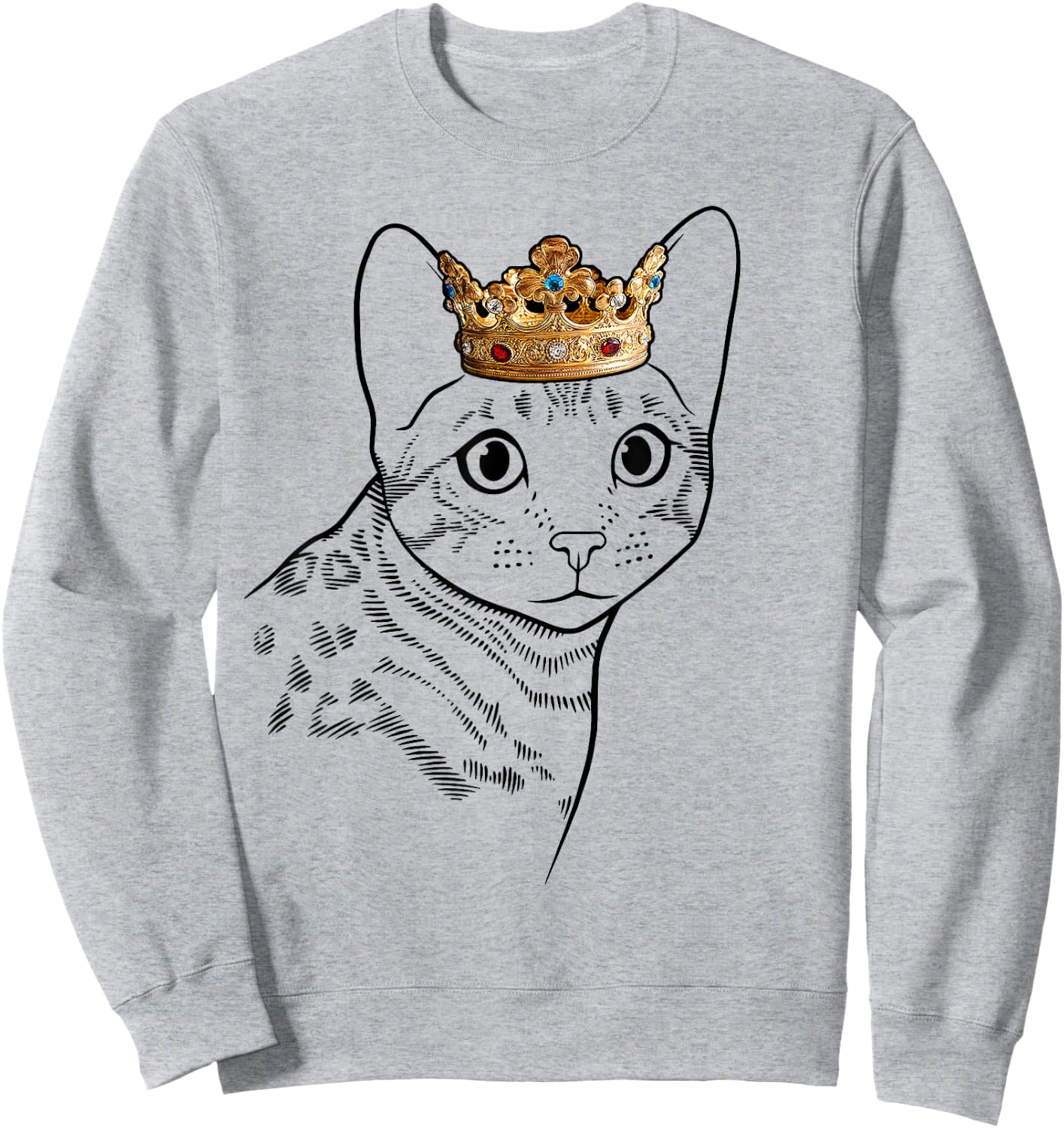 Bengal Cat Wearing Crown Men Women Girls Kids Sweatshirt - Sweatshirt | Ash
