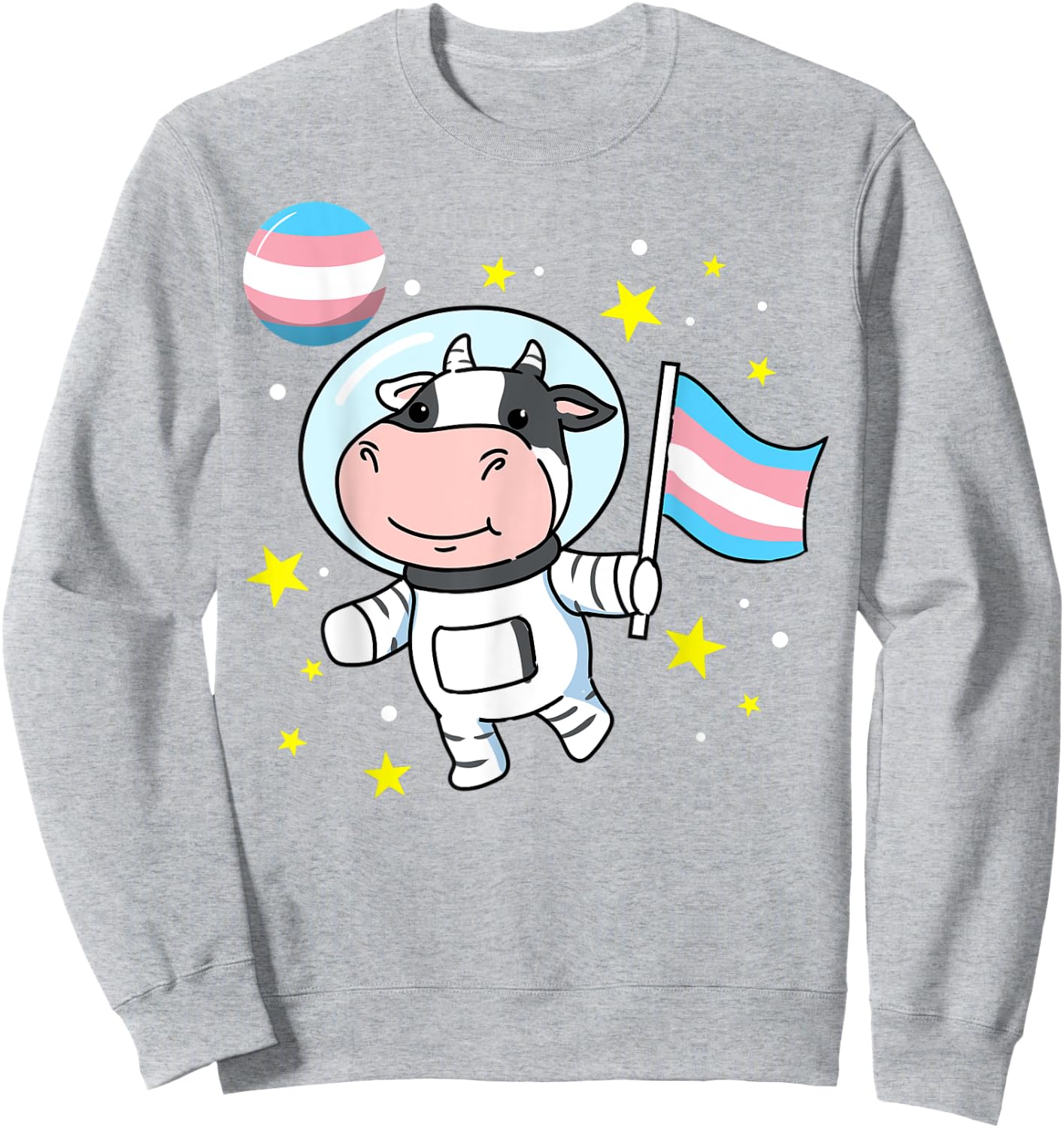 Cow Astronaut Trans Pride Sweatshirt - Sweatshirt | Ash