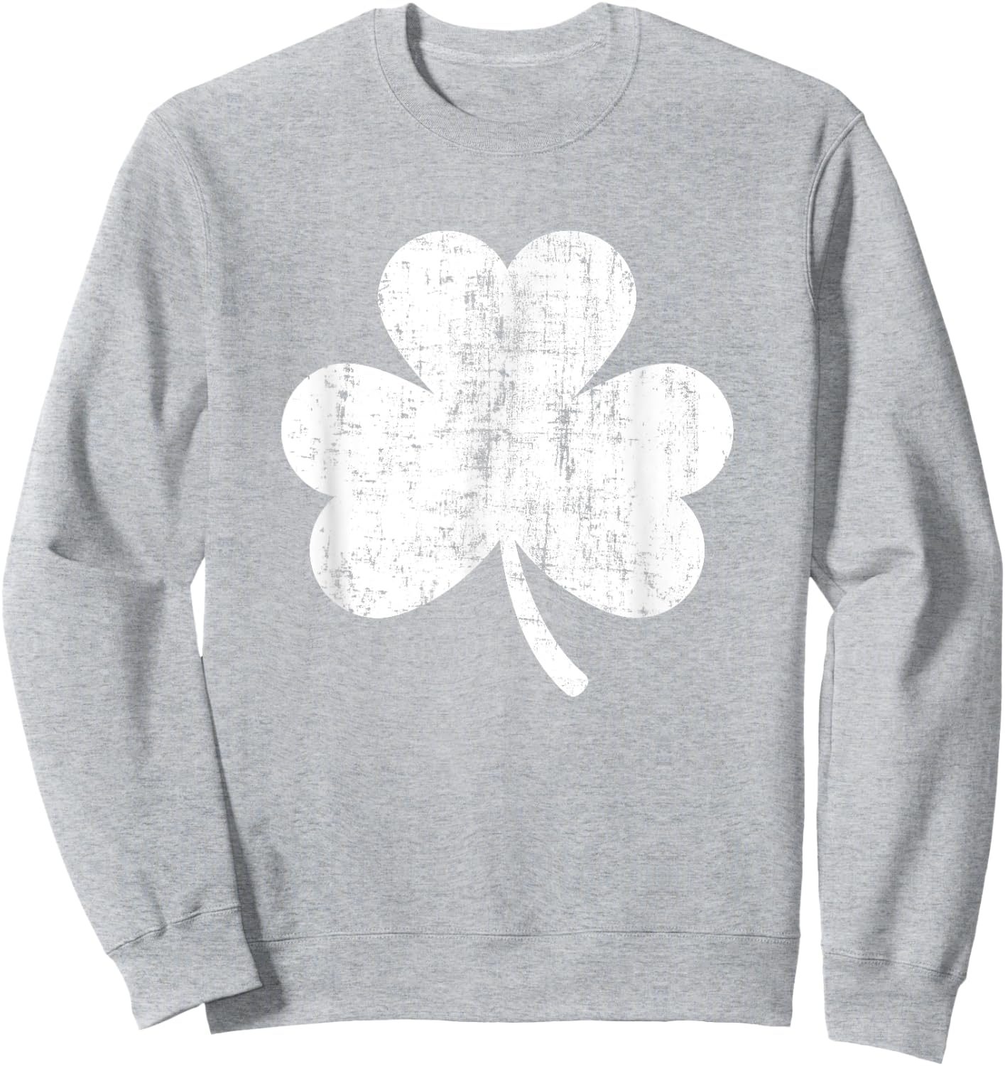Shamrock Retro Distressed Three Leaf Clover St Patricks Day Sweatshirt - Sweatshirt | Ash
