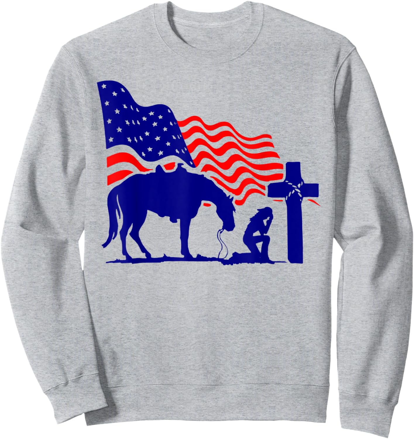 For Praying Cowgirl Horse Cross Christian Prayers Believers Sweatshirt - Sweatshirt | Ash