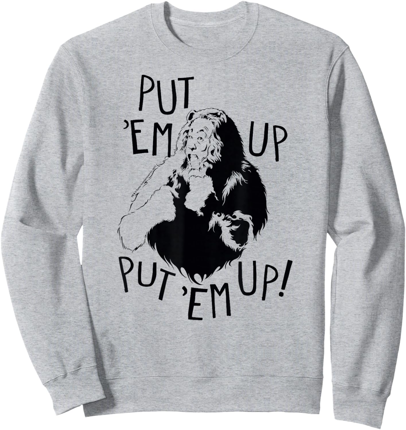 Wizard of Oz Cowardly Lion Put Em Up Fight Pose Retro Movie Sweatshirt - Sweatshirt | Ash