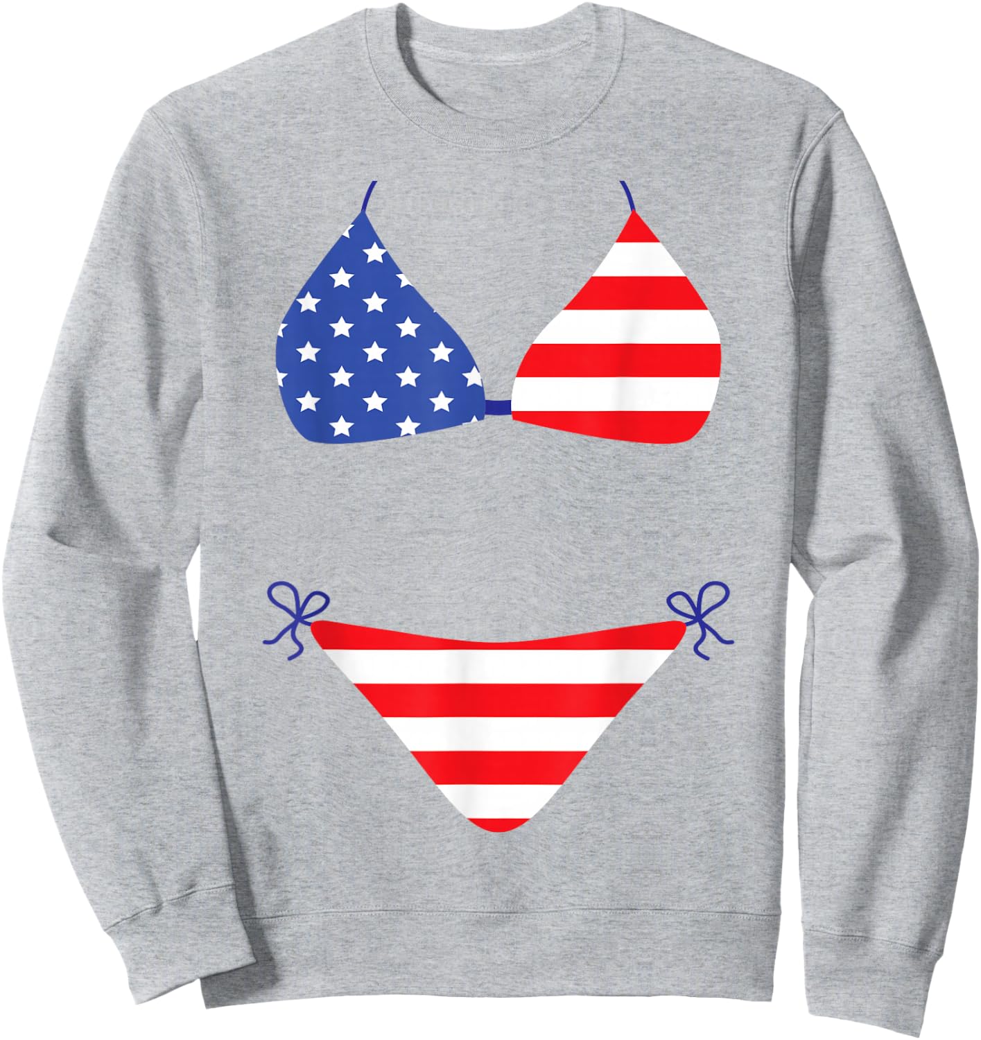 Bikini Funny Cover Up Swimsuit 4th of July American Flag Gag Sweatshirt - Sweatshirt | Ash