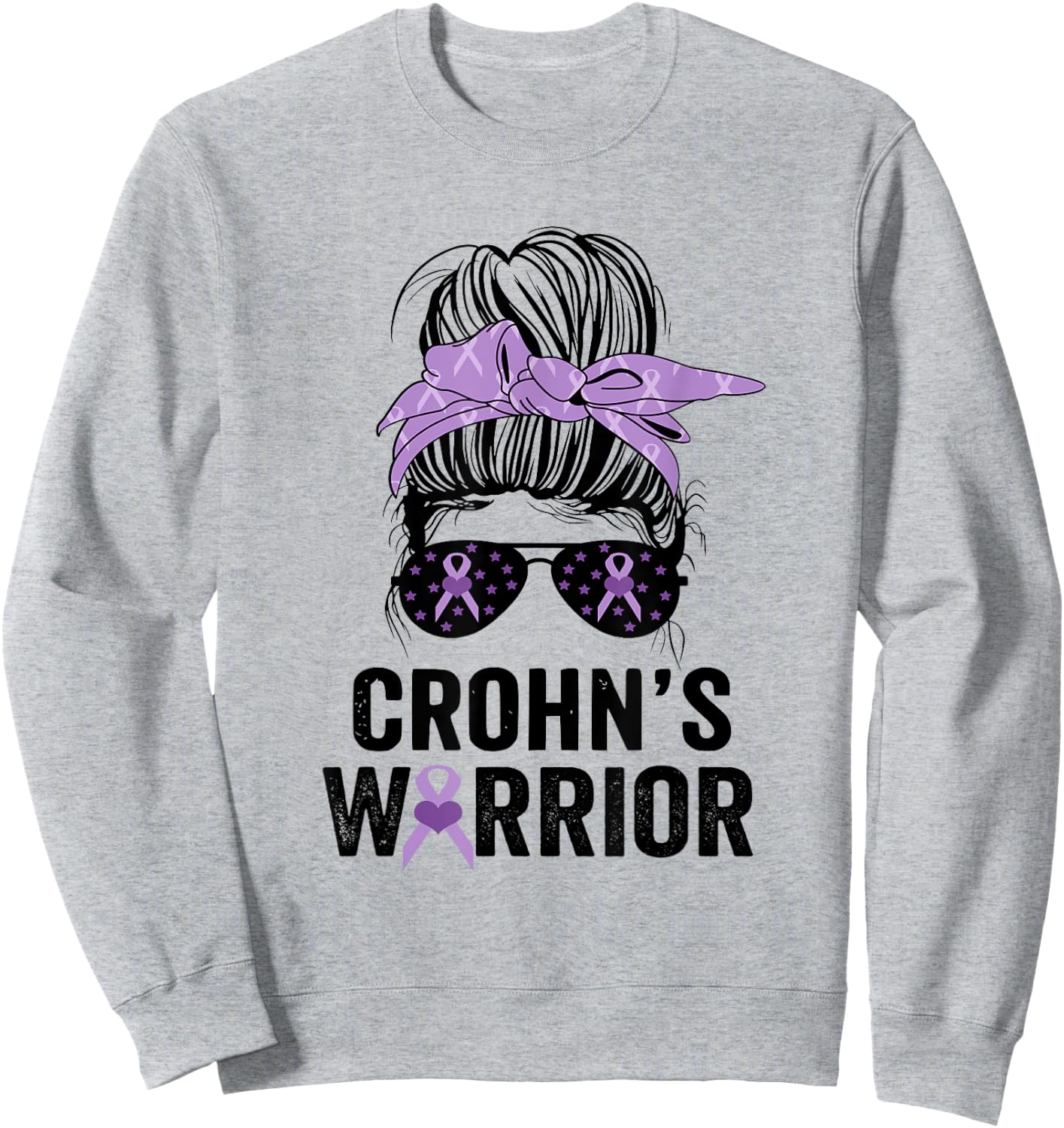 Crohn's Awareness Month Crohn's Warrior Purple Ribbon Sweatshirt - Sweatshirt | Ash
